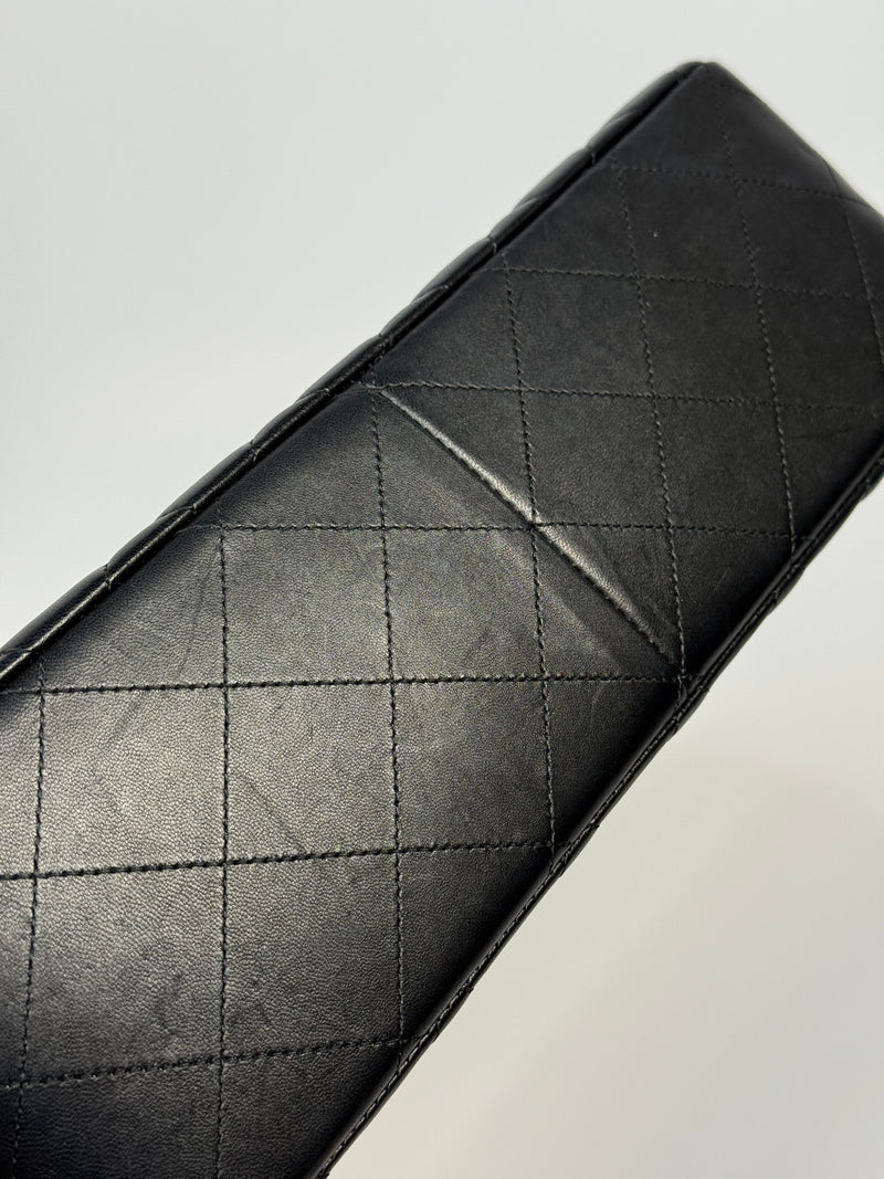 Chanel Jumbo Classic Flap Bag In Black Lambskin Leather With GHW