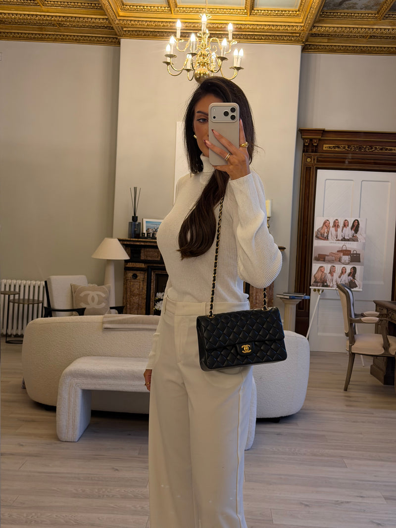 Chanel Medium Classic Double Flap Black Lambskin With GHW