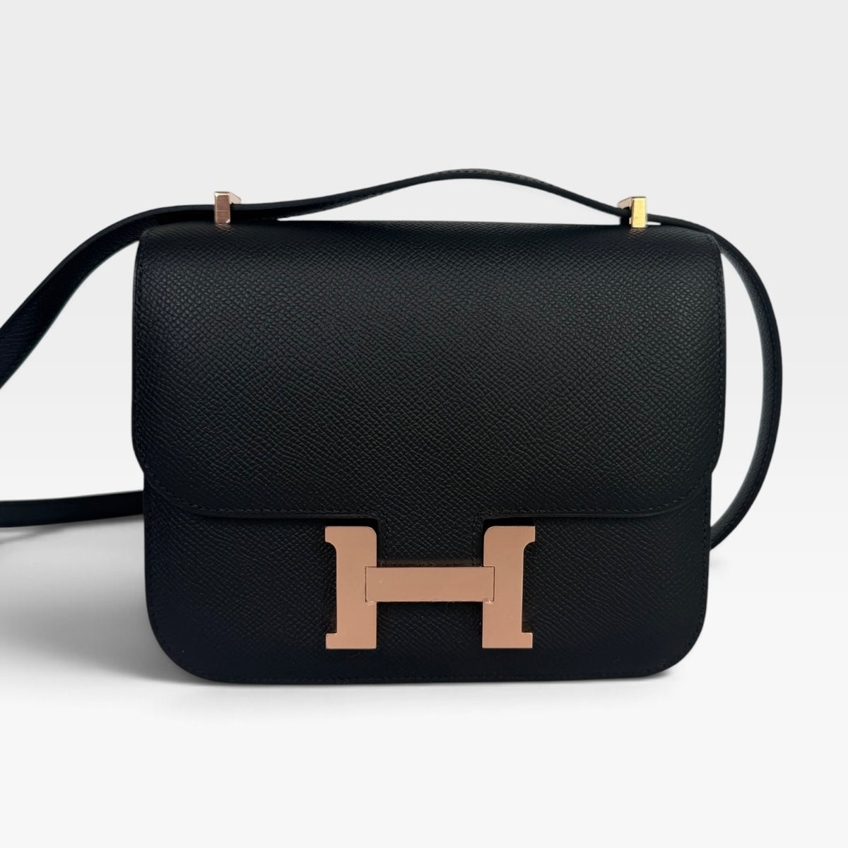Hermès Constance 18 In Black Epsom Leather Rose GHW