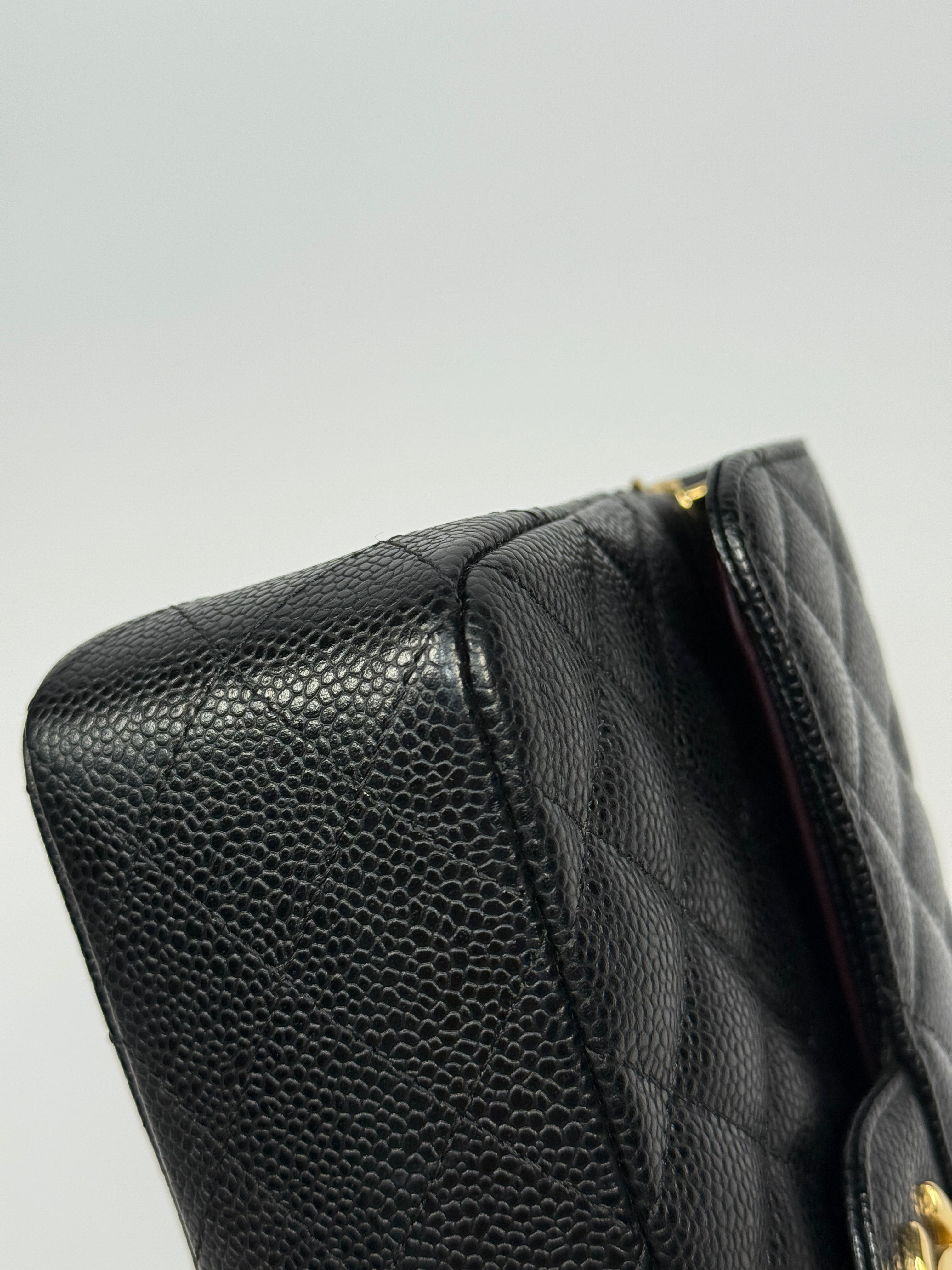 Chanel Small Classic Double Flap In Black Caviar Leather With GHW