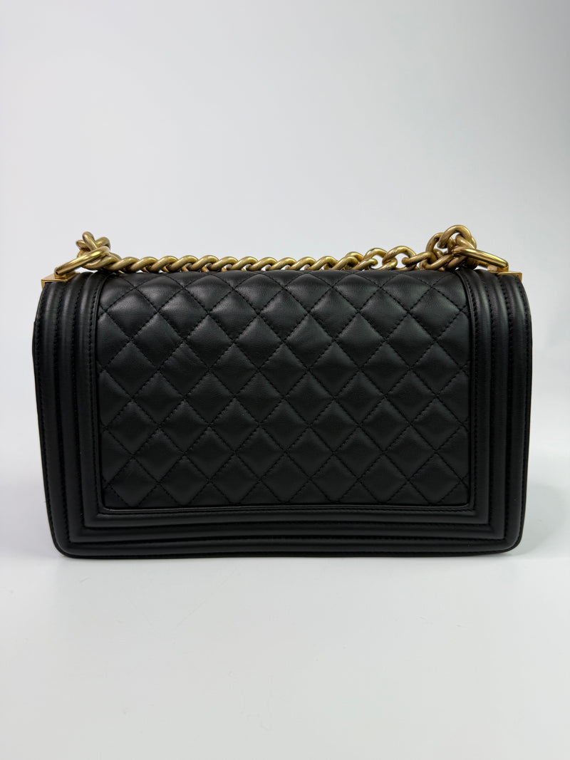 Chanel Boy Bag Medium In Black Lambskin GHW