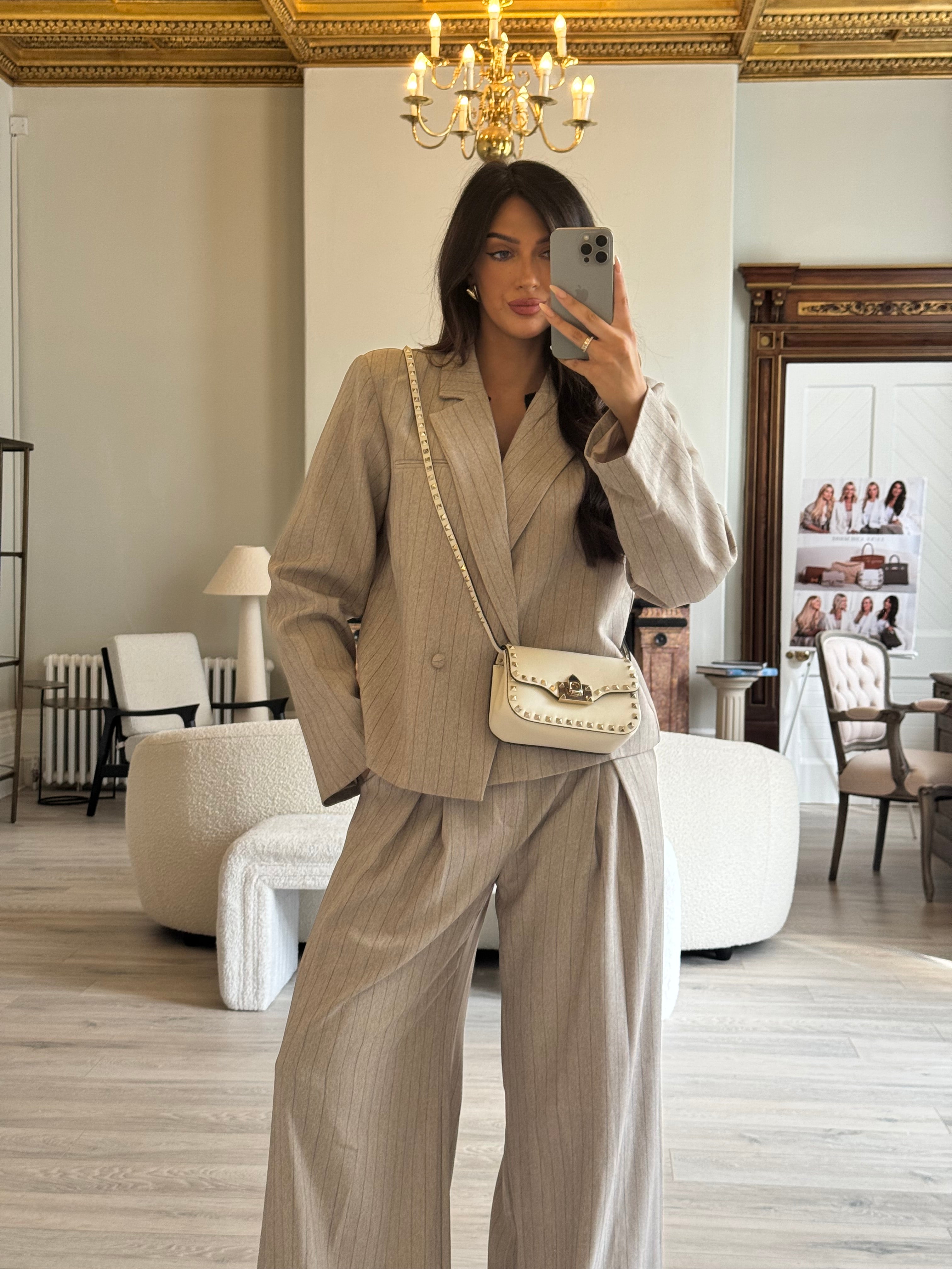 Valentino Garavani Ivory Rockstud Lock Bag