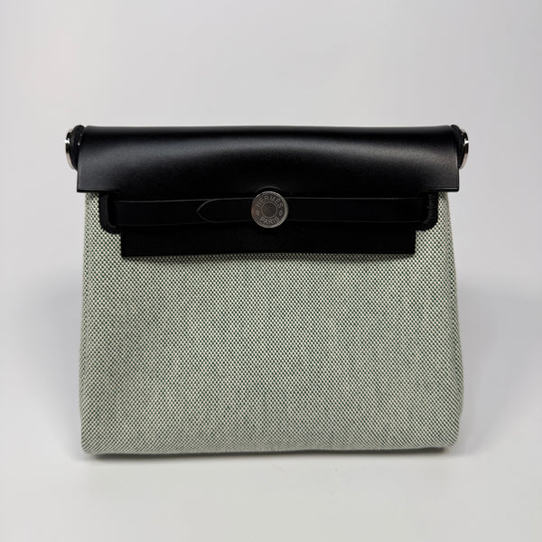 Hermès Herbag Zip 20 Ecru/ Vert Moyen & Noir
