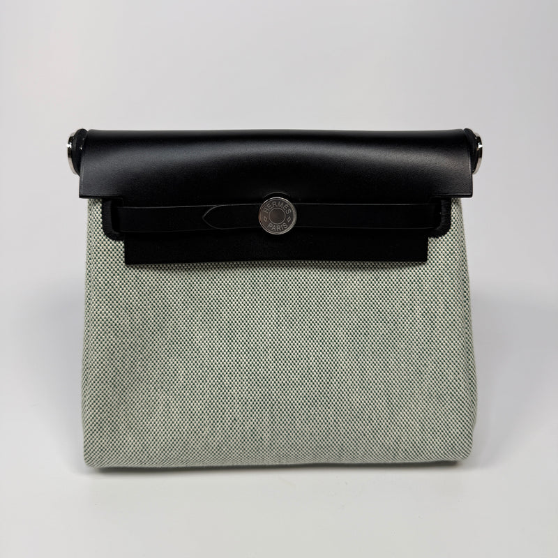 Hermès Herbag Zip 20 Ecru/ Vert Moyen & Noir
