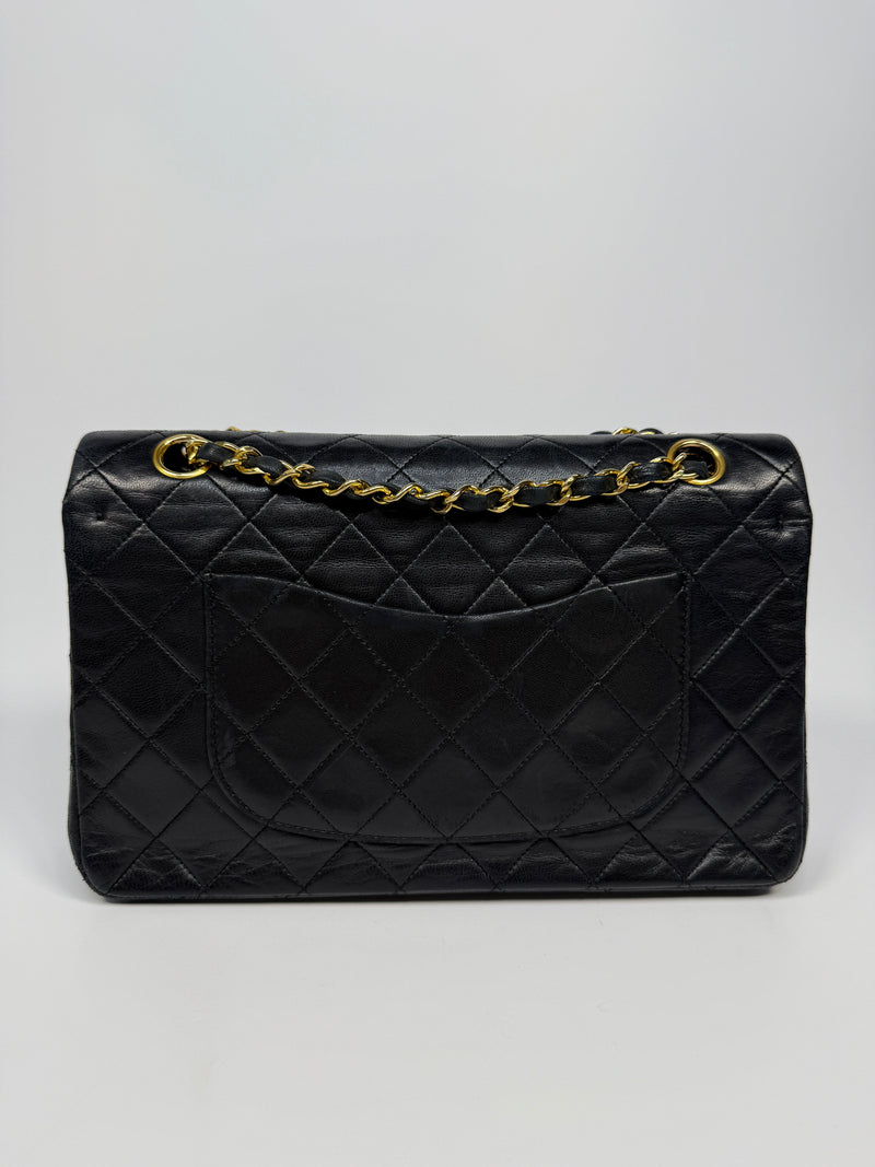 Chanel Vintage Medium Classic Double Flap Black Lambskin With 24k GHW