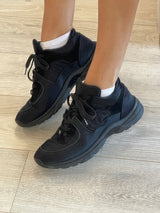 Chanel Black Satin CC Logo Sneakers (Size 40.5/UK 7.5)