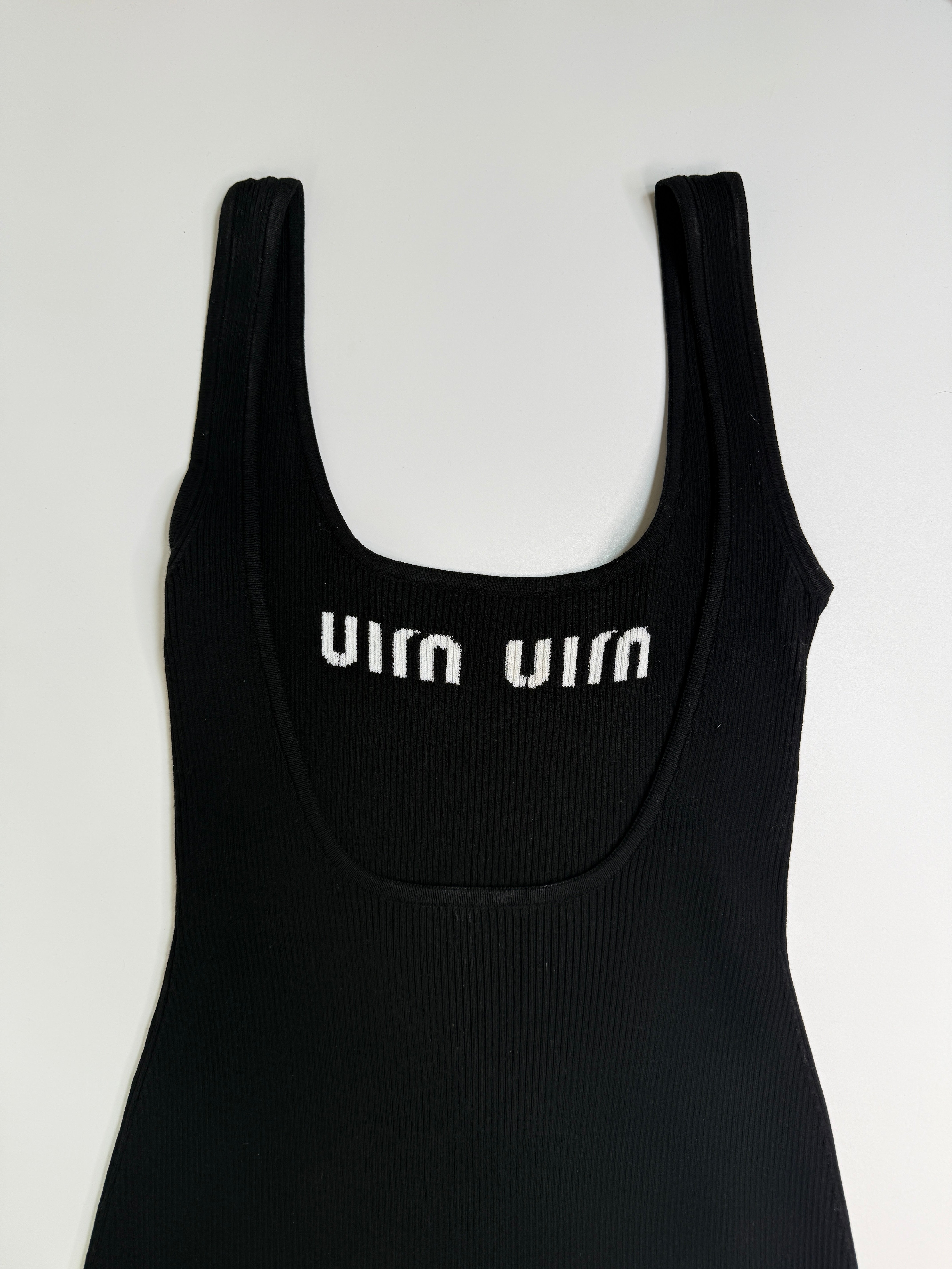 Miu Miu Logo-Print Open-Back Dress (Size IT40/UK8)