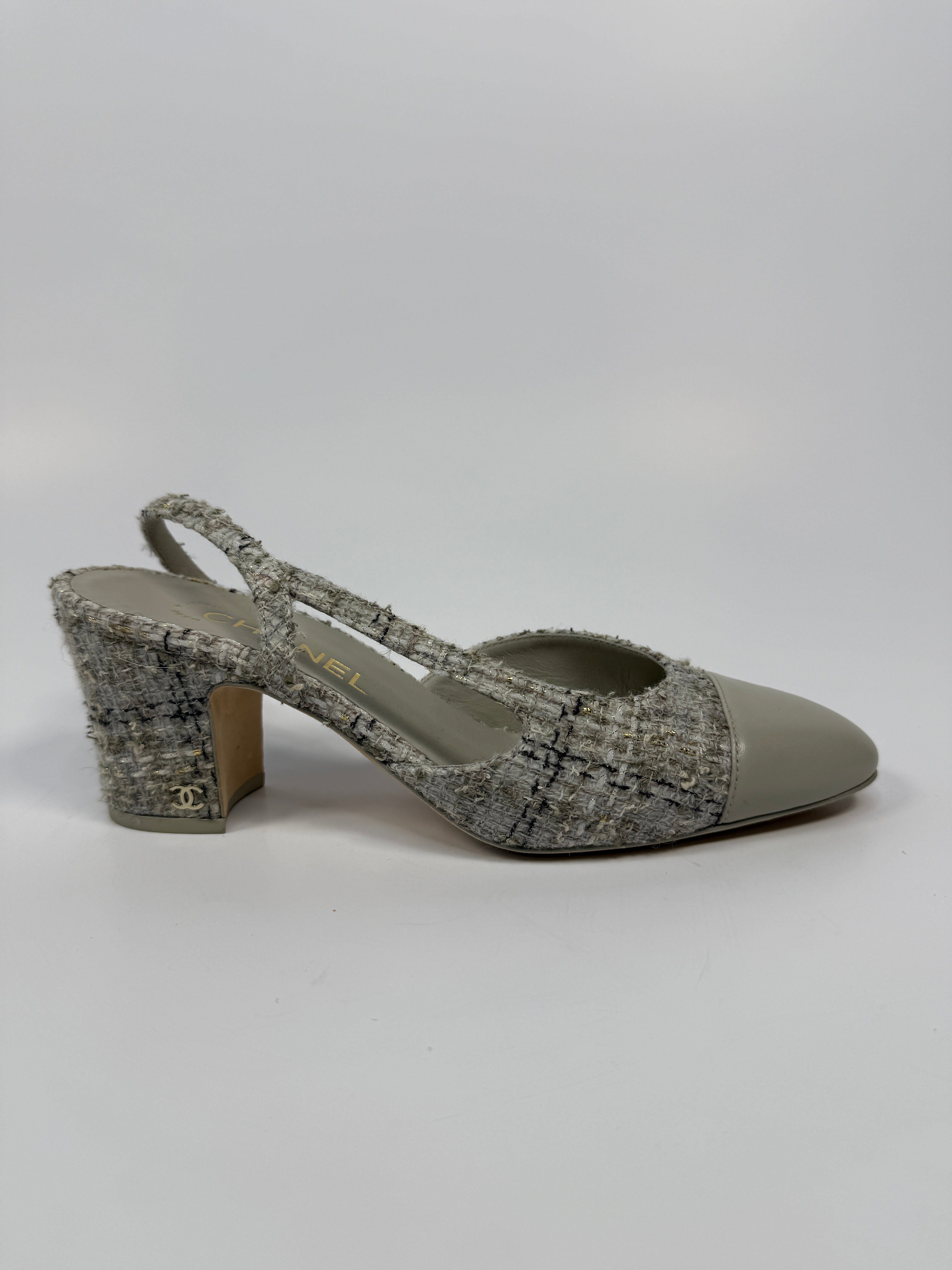 Chanel Tweed Slingback Pumps Size 39/UK 6