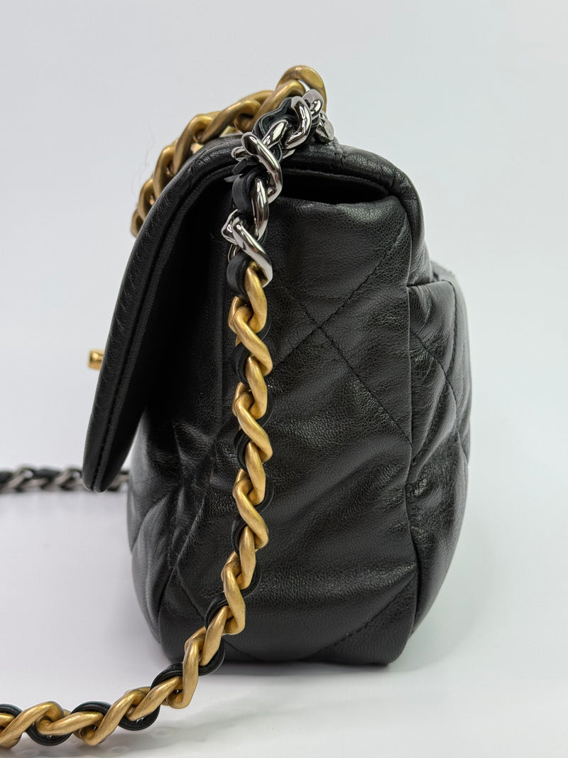 Chanel 19 Small In Black Calfskin Leather
