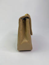 Chanel Vintage Mini Square Flap Bag In Beige Lambskin GHW