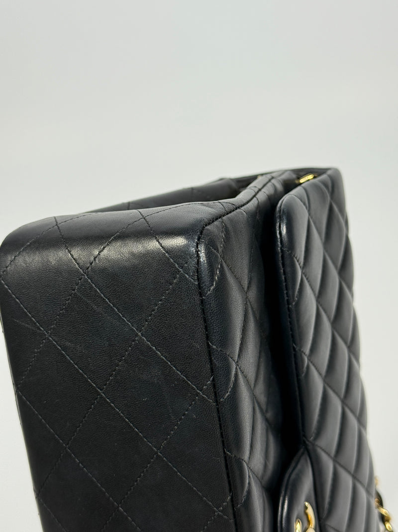Chanel Jumbo Classic Flap Bag In Black Lambskin Leather With GHW