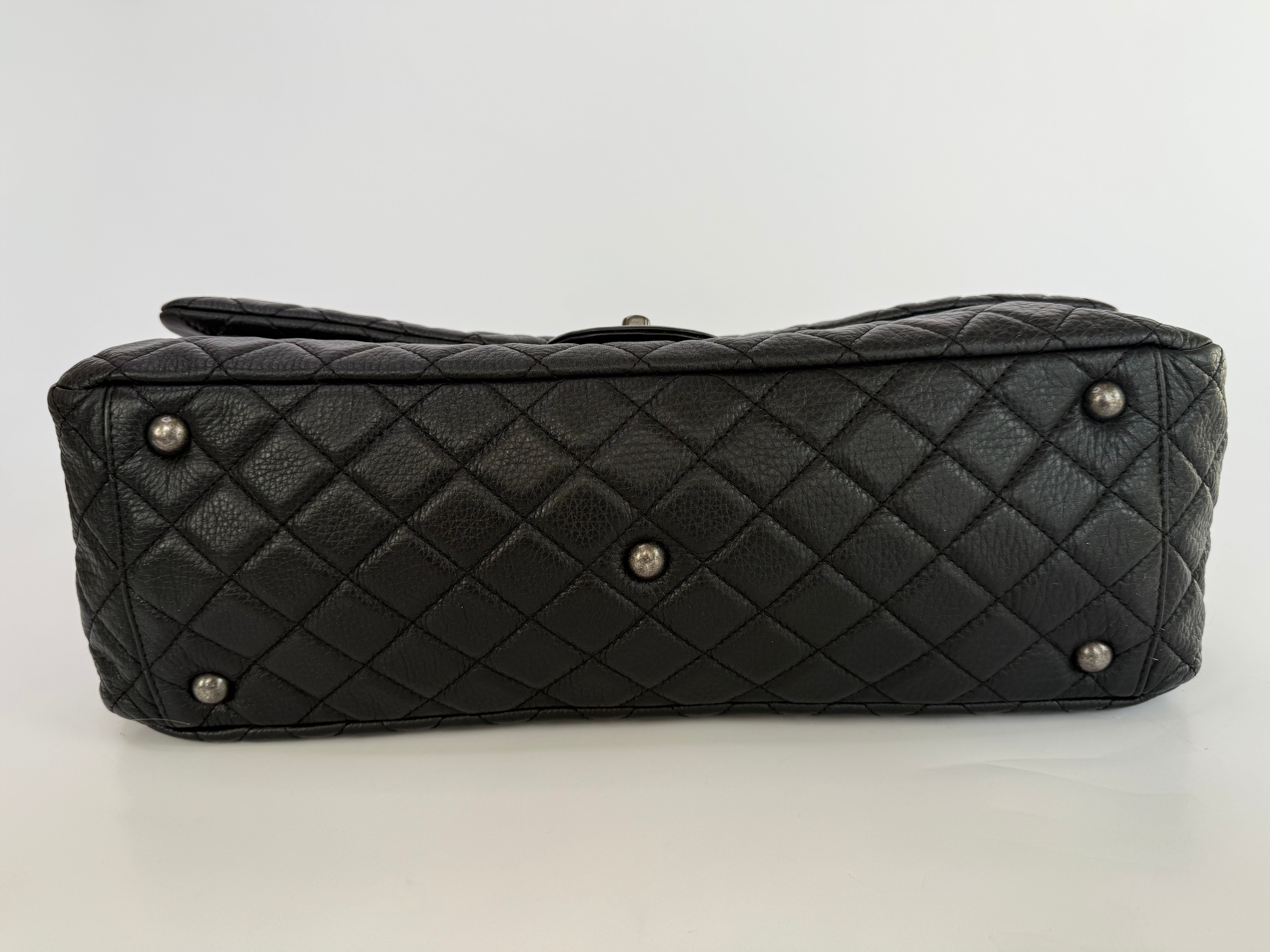 Chanel Airline XXL Classic Flap In Black Calfskin With RHW