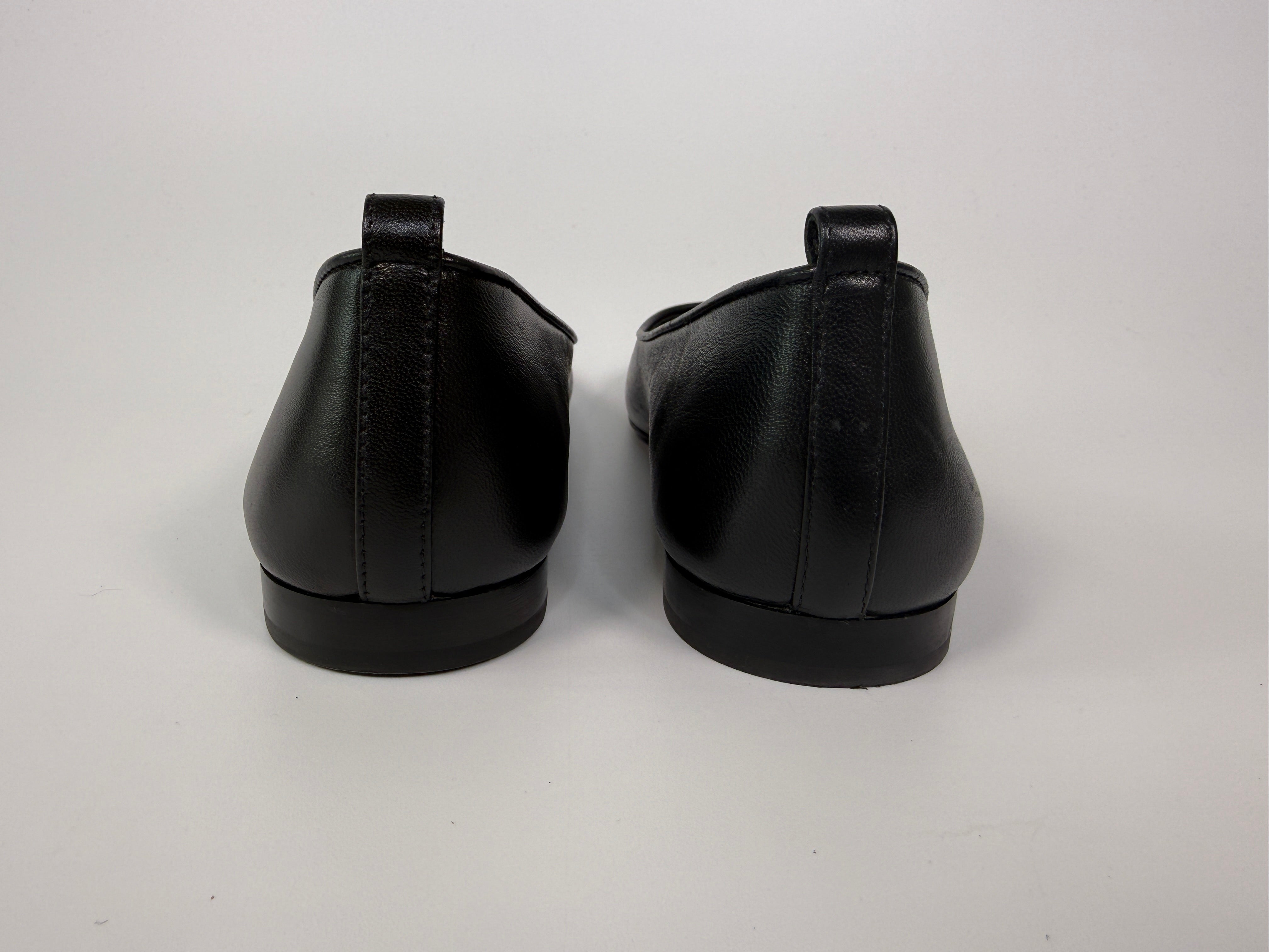 Chanel Ballet Pumps In Black Quilted Lambskin Leather (Size 38/UK5)