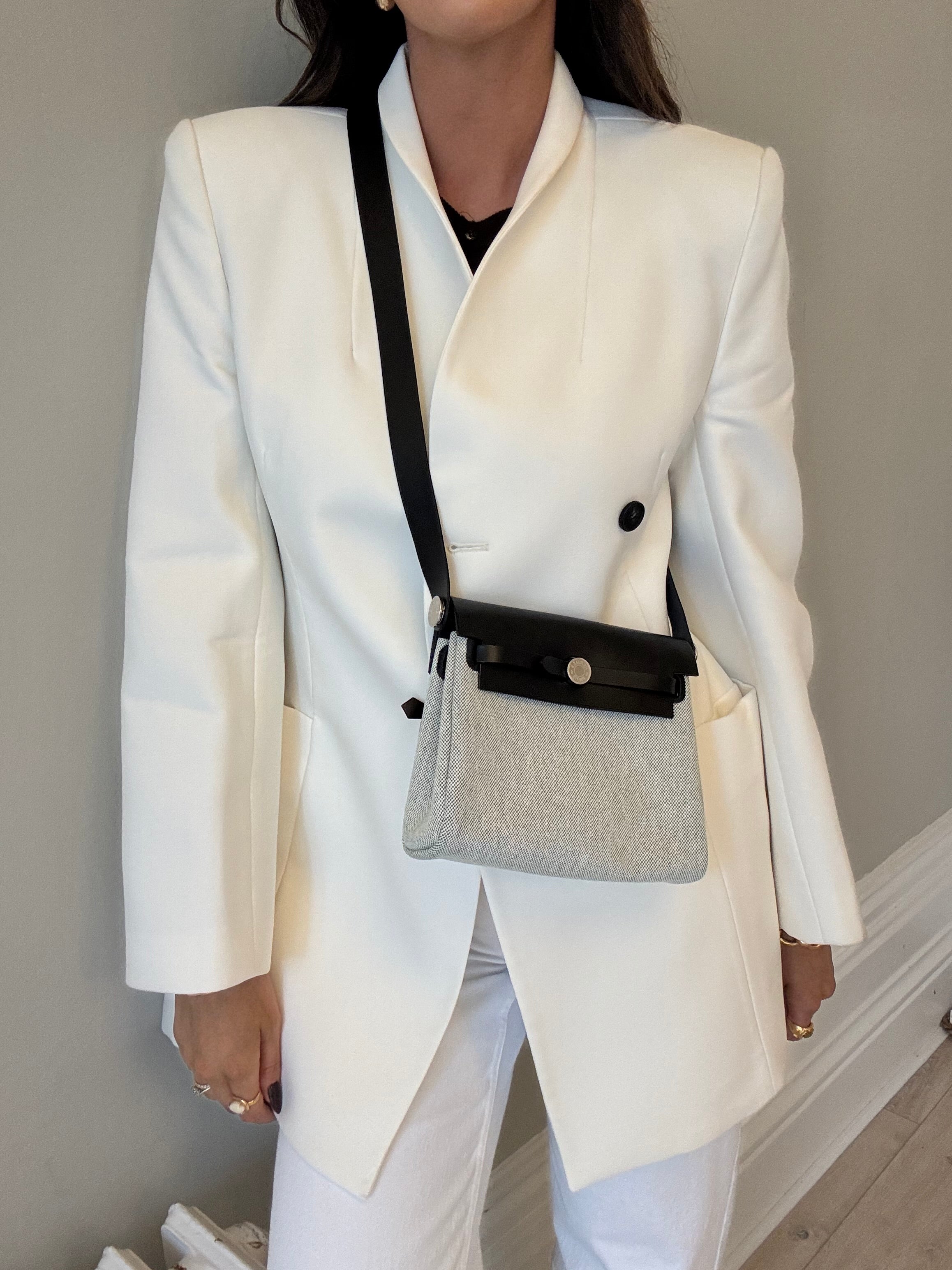 Authentic Pre Loved Hermès Herbag Zip 20 Ecru/ Vert Moyen & Noir New & Unused