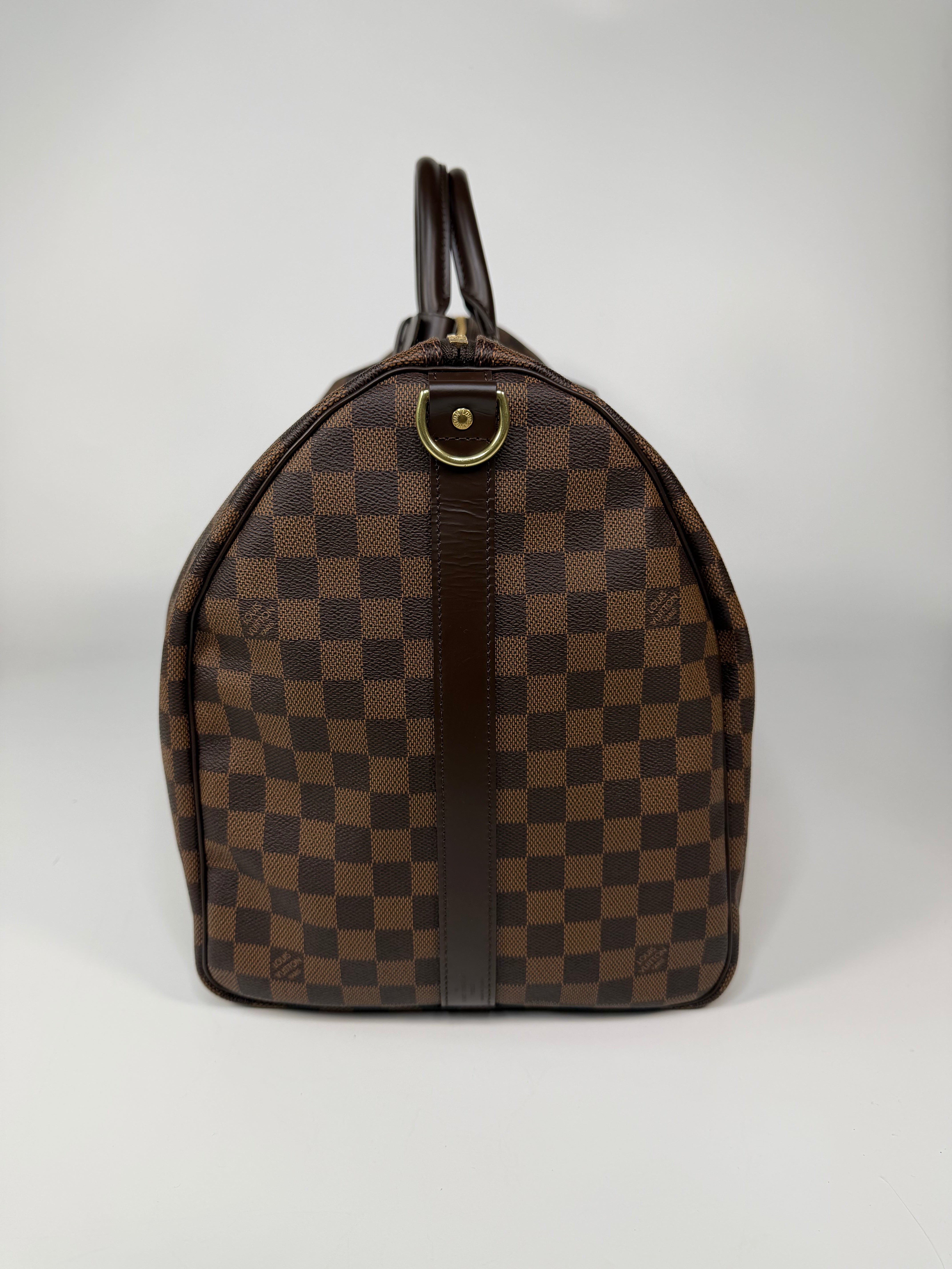 Louis Vuitton Keepall 55 In Damier Ebene Gold Hardware