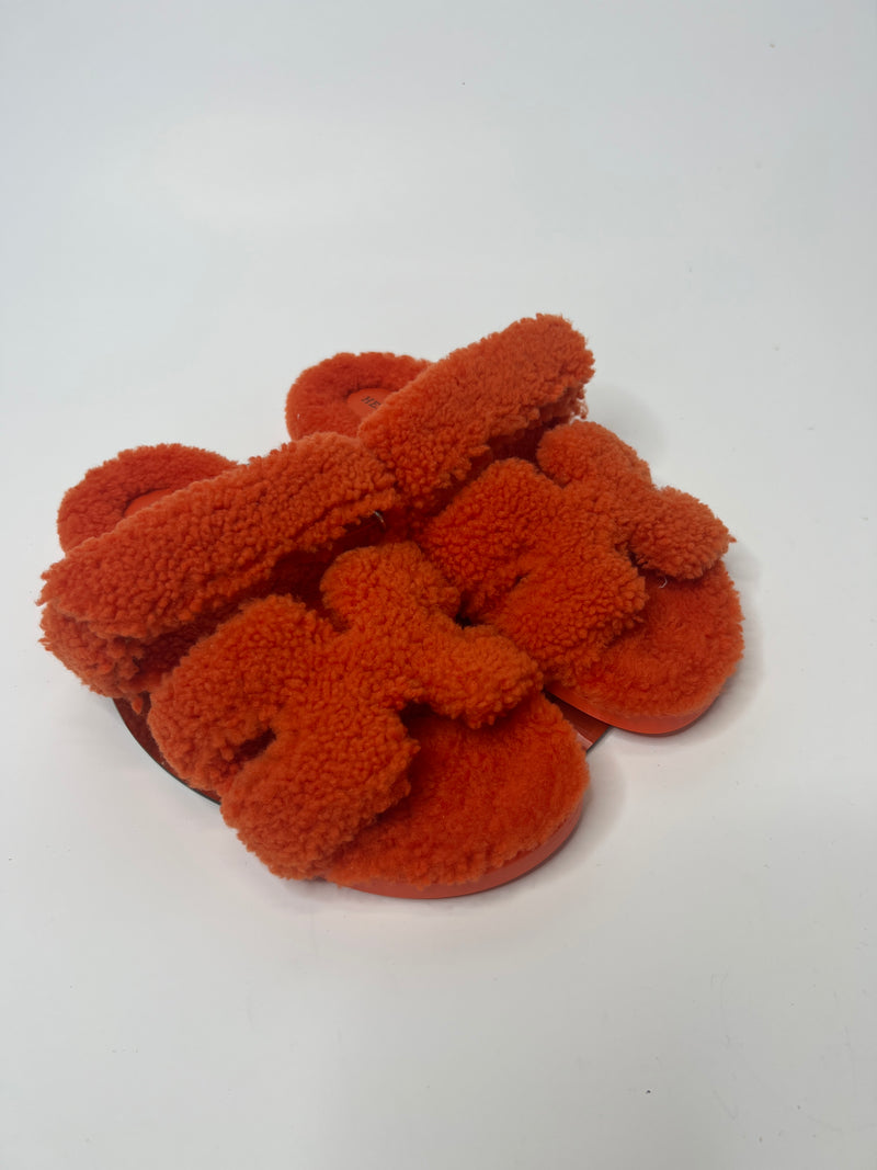 Hermès Fur Chypre Sandals (Size 40/UK 7)