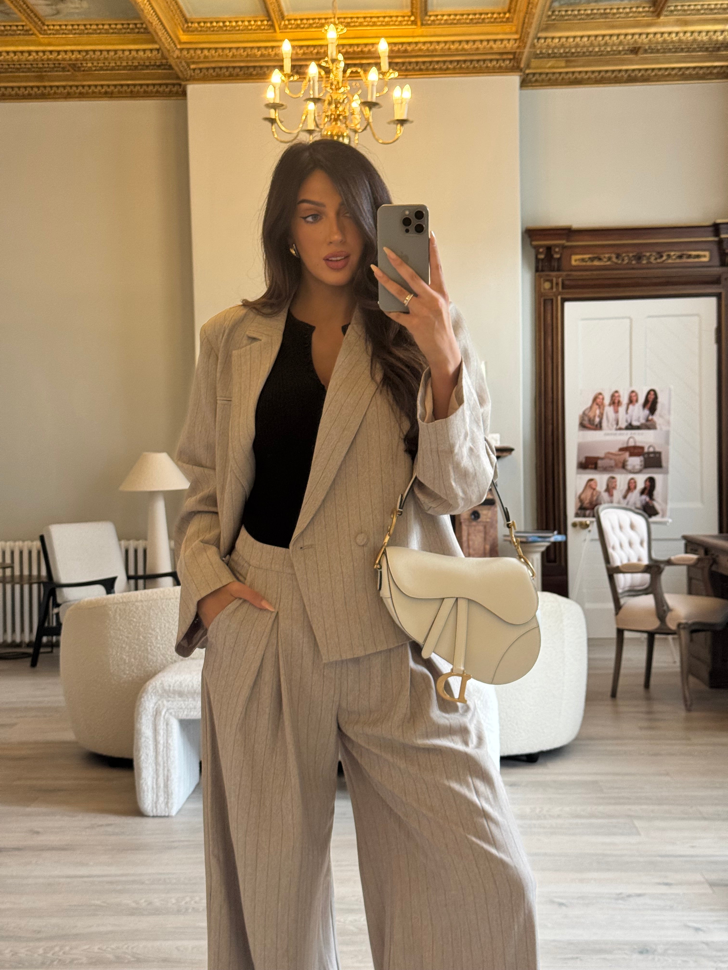 Christian Dior Saddle Bag In Latte