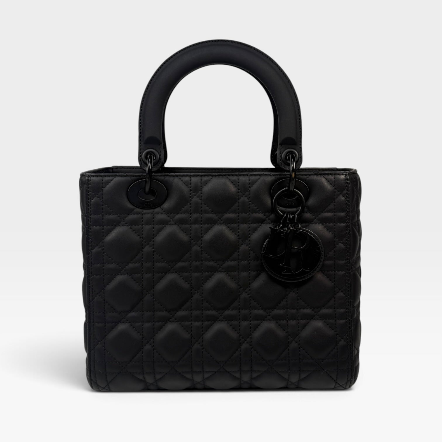 Christian Dior Medium Lady Dior In Matte Black. 100% authentic and preloved in very good condition
