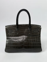 Hermès Birkin 30 In Matte Graphite Crocodile With GHW