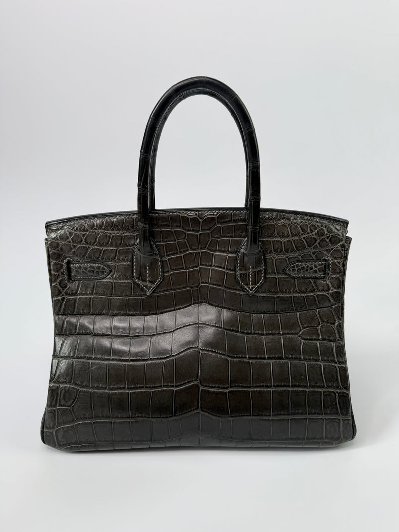 Hermès Birkin 30 In Matte Graphite Crocodile With GHW