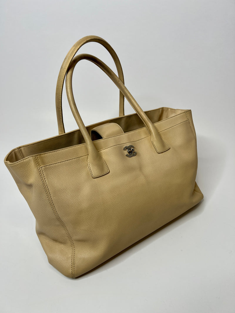 Chanel Beige  Leather Executive Tote Bag