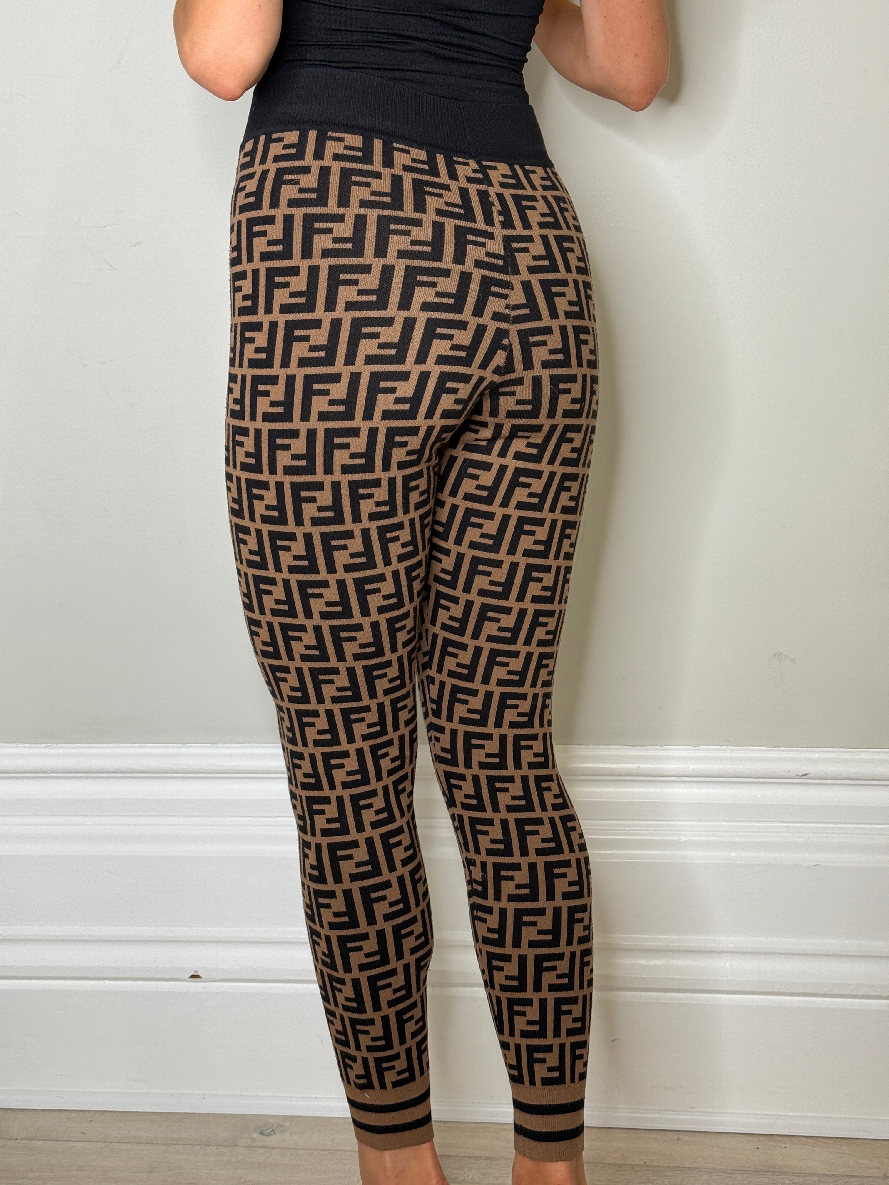 Fendi FF Brow/Black Leggings (Size IT38/UK6) Authentic and preloved. Excellent condition. 
