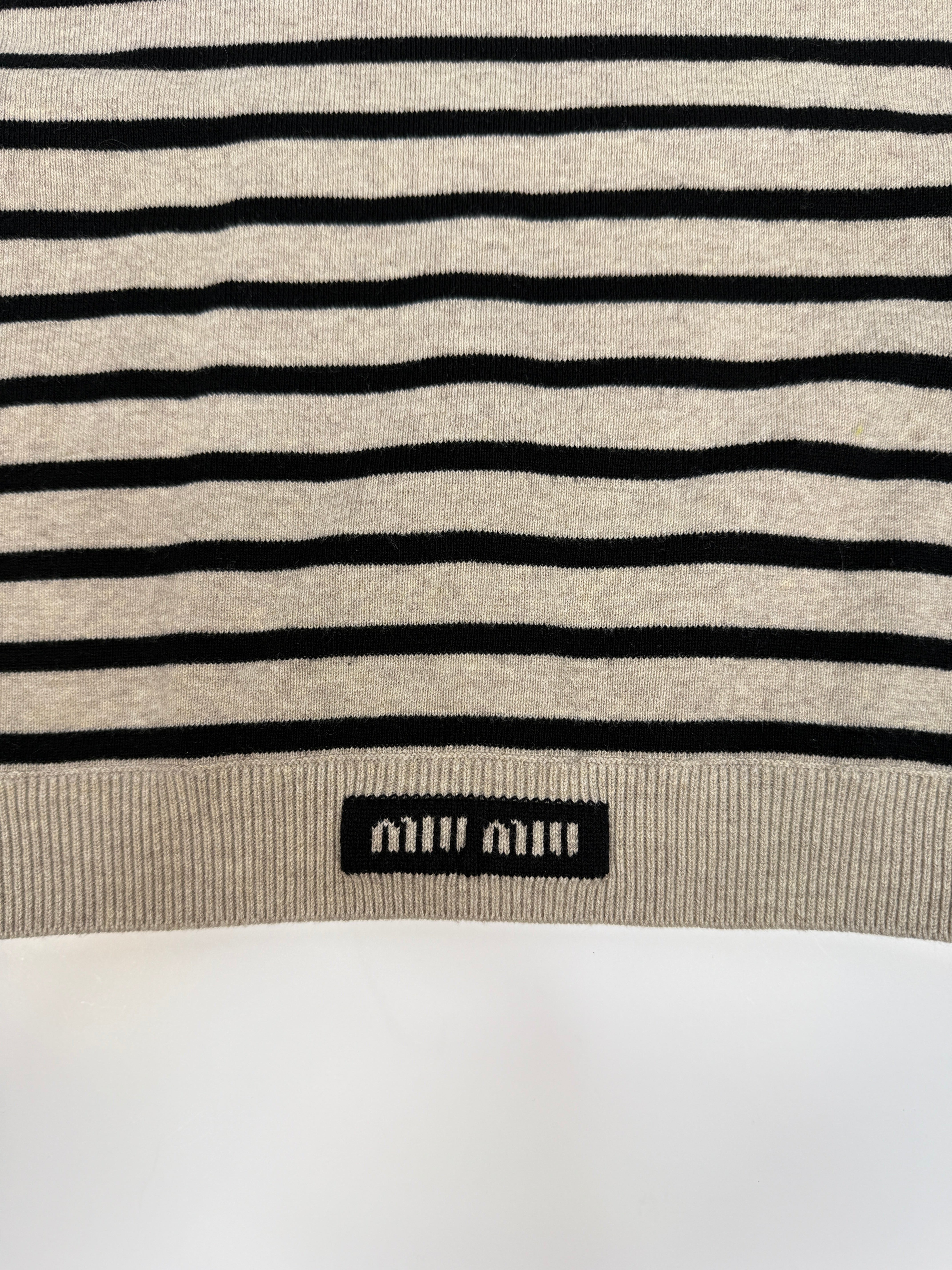 Miu Miu Striped Short Sleeve Jumper  (Size 44/UK12)