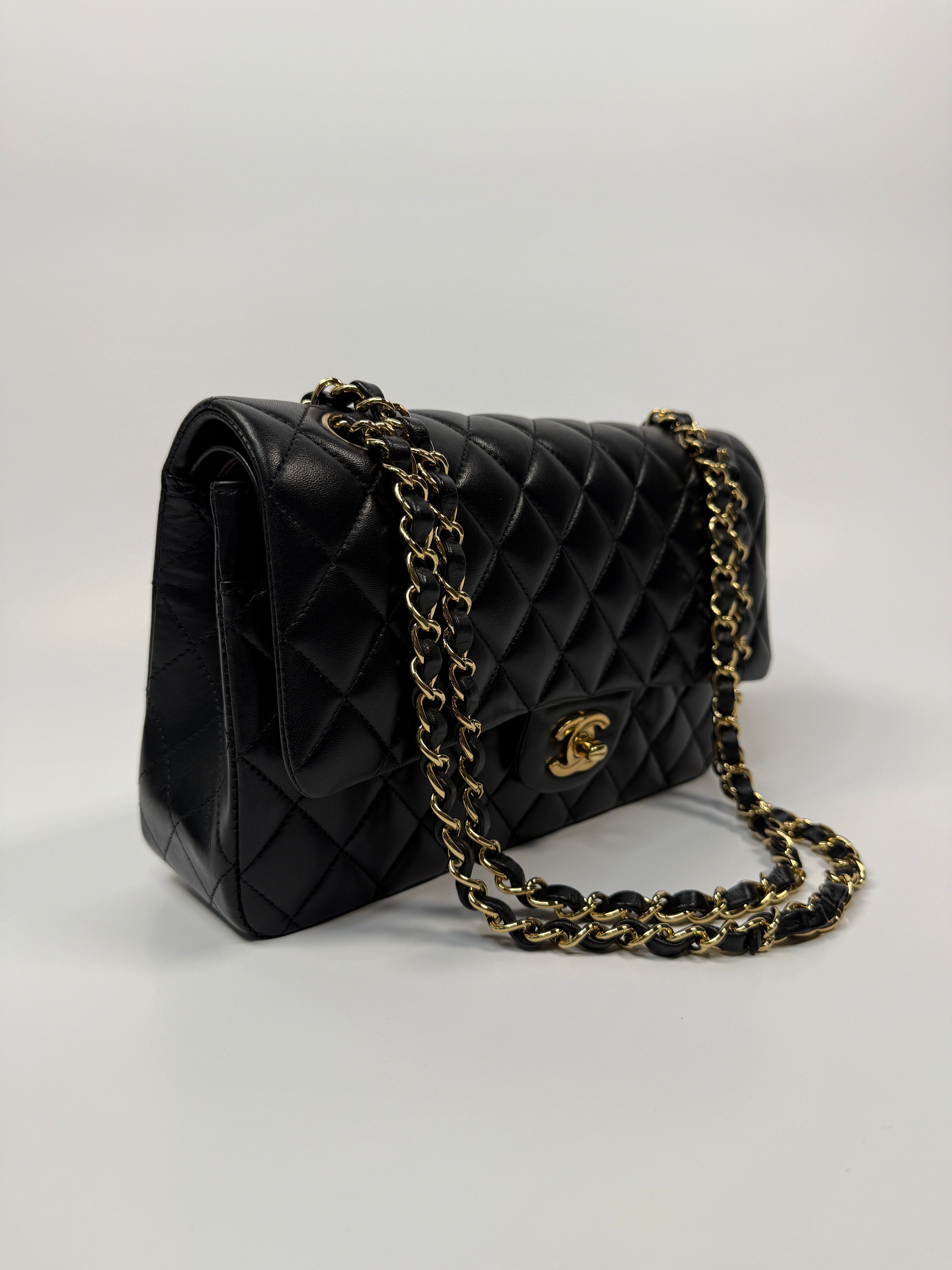 Chanel Medium Classic Double Flap Black Lambskin With Gold Hardware
Pre Loved & Authentic 