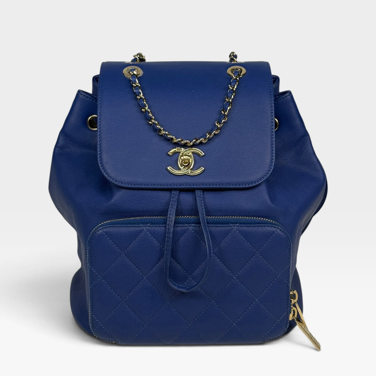 Chanel Affinity Backpack In Blue Caviar Leather With Gold Hardware. 100% authentic and pre loved in excellent condition. 