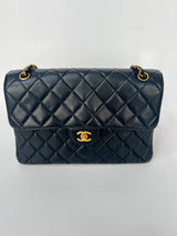 Chanel Black Lambskin Leather Vintage Double Sided Classic Flap