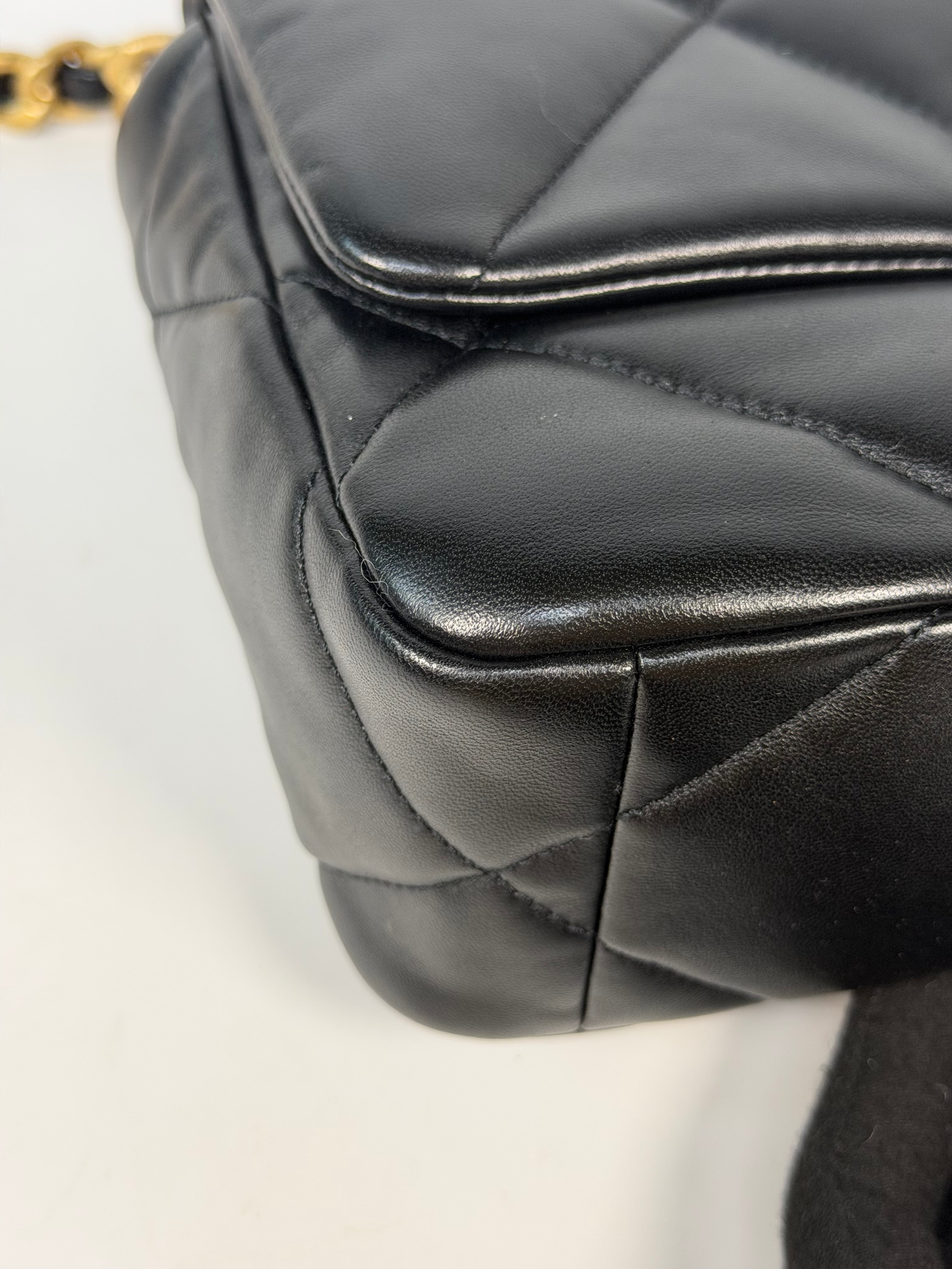 Chanel 19 Small In Black & White Leather With Mixed Hardware. Authentic and preloved in very good condition. Verified by Luxe Cheshire.