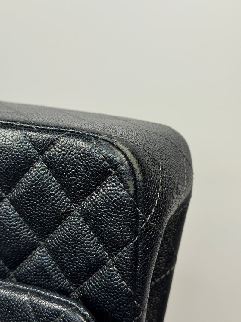 Chanel Jumbo Gunmetal Metallic Calfskin Leather With RHW