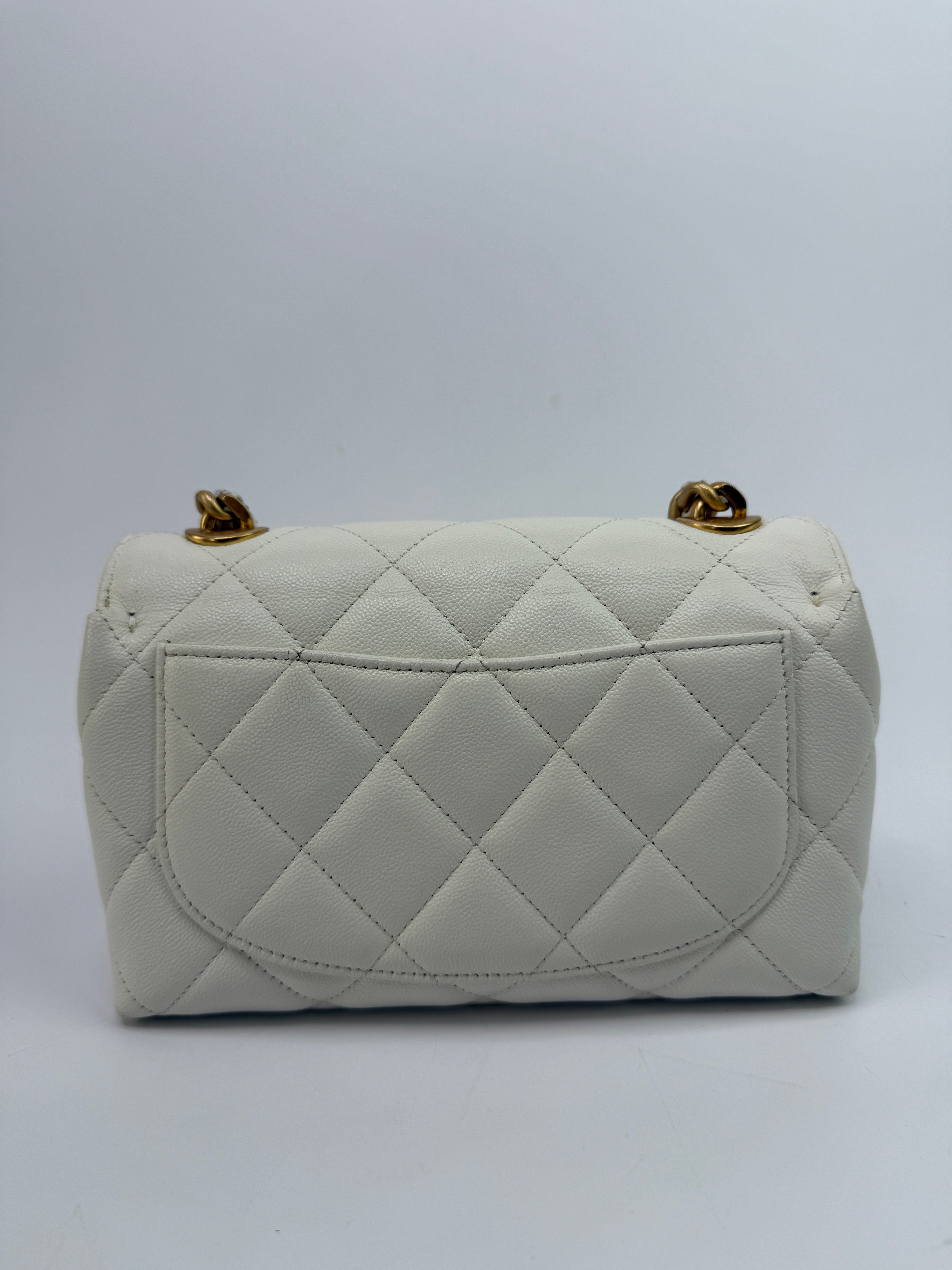 Chanel Seasonal Flap In White Caviar Leather GHW