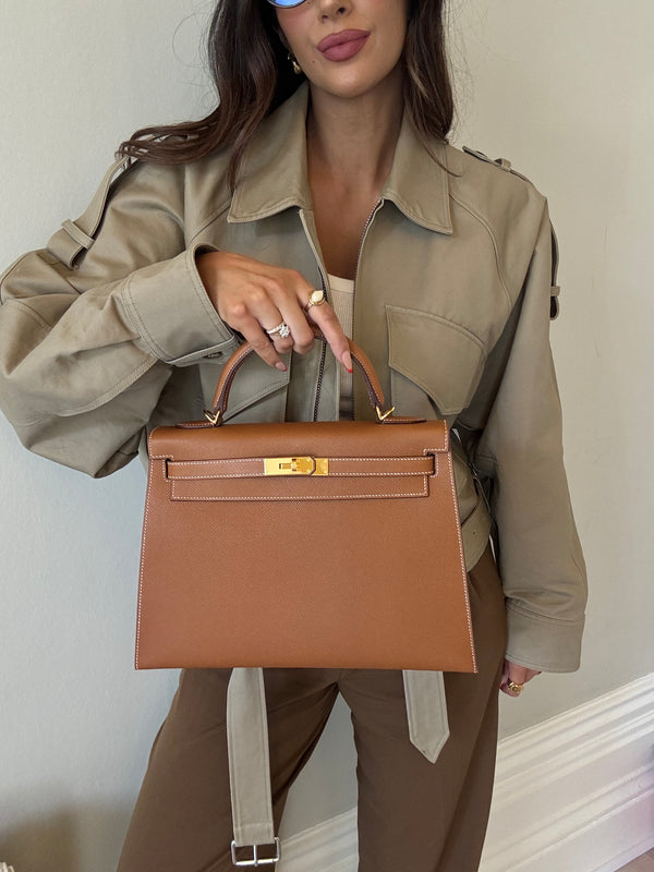 Hermès Kelly 32 Gold Sellier Epsom Leather With GHW