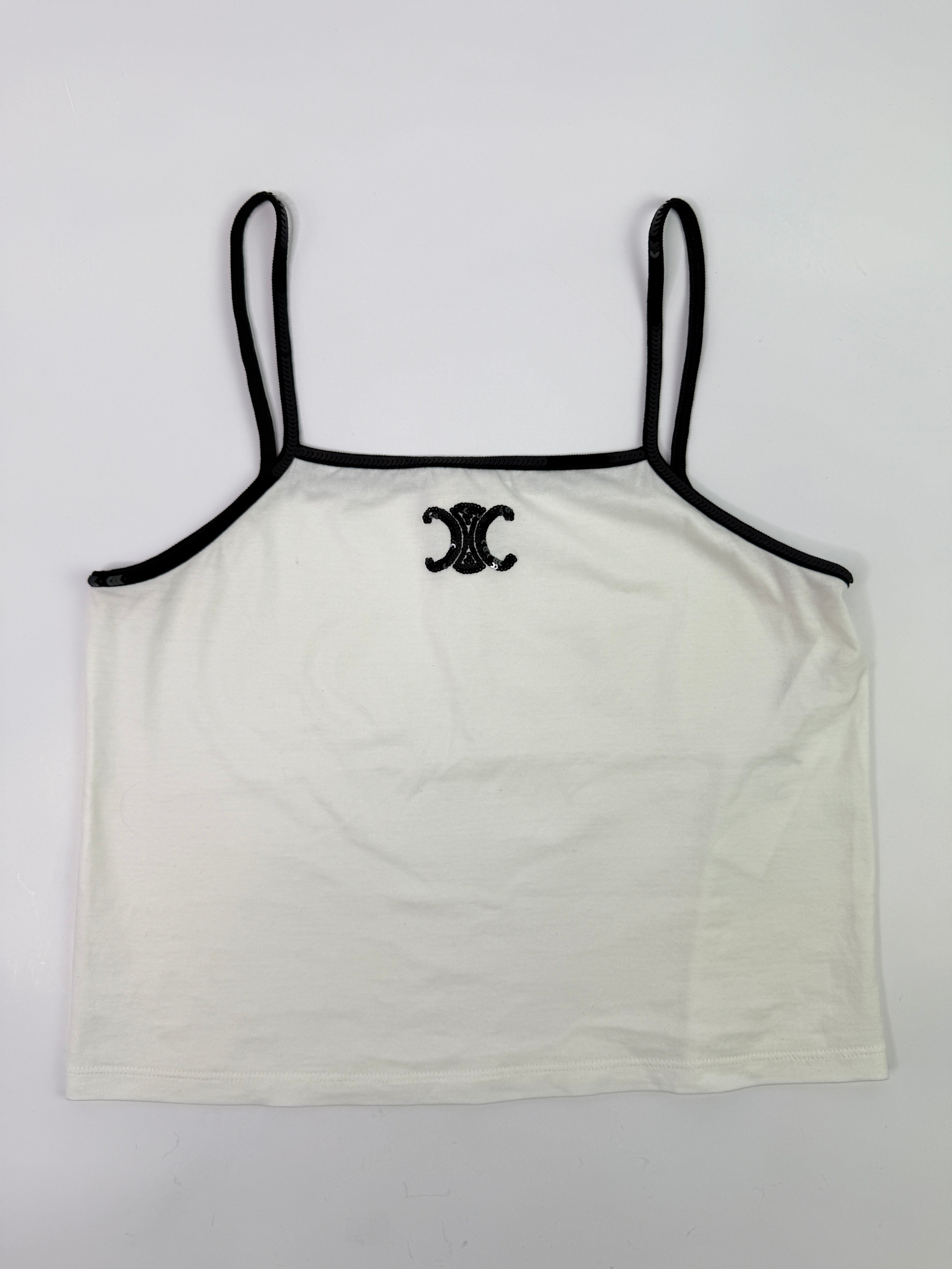 Celine Embroidered Triomphe Tank Top (Size S/UK 8)