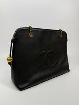 Chanel Vintage Black Caviar Tote Bag