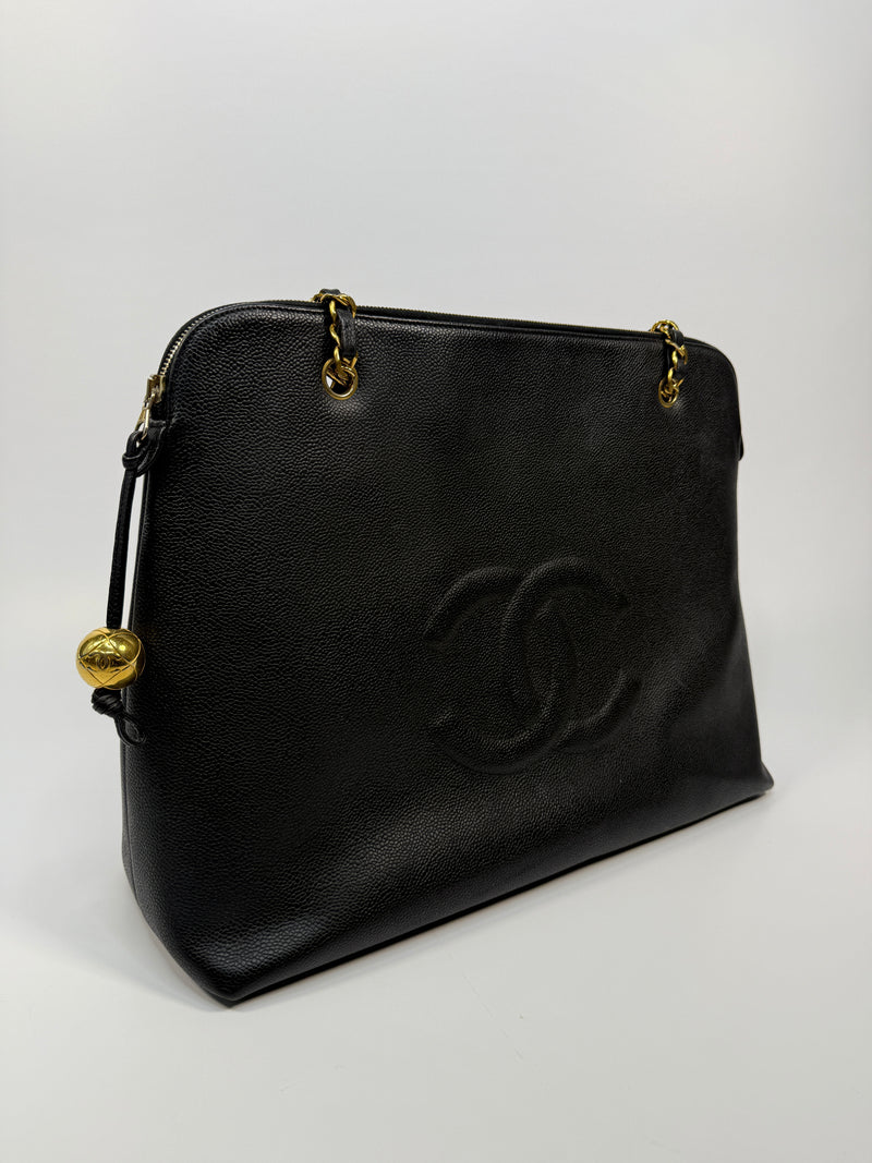 Chanel Vintage Black Caviar Tote Bag