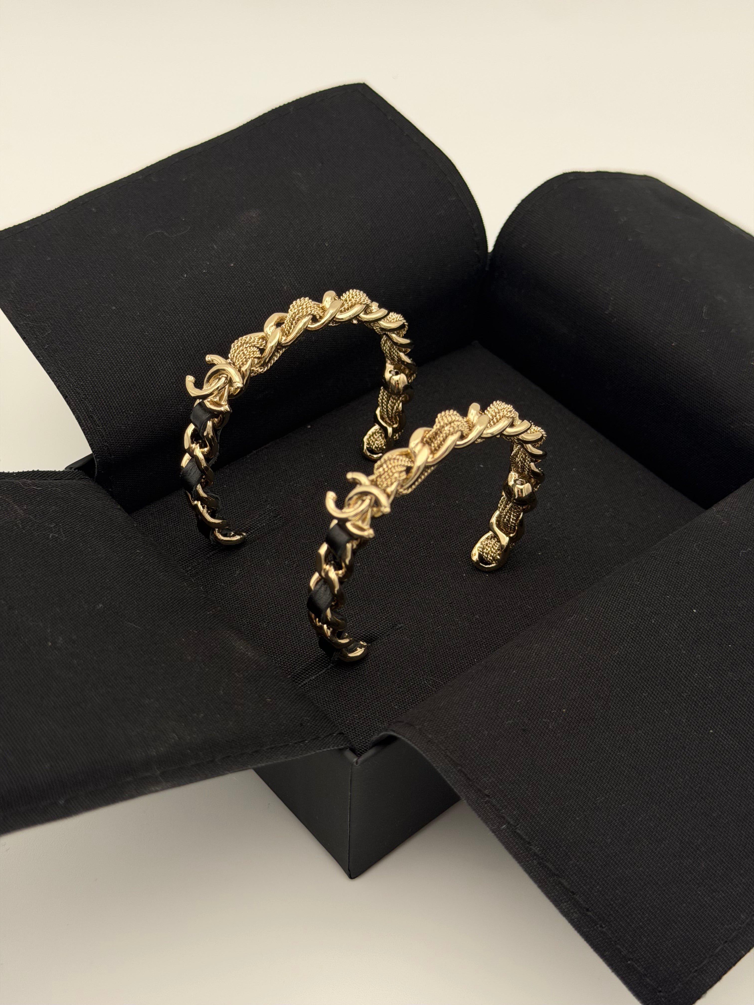 Chanel Statement Hoop Earrings In Gold-Tone Metal 100% authentic and preloved in excellent condition