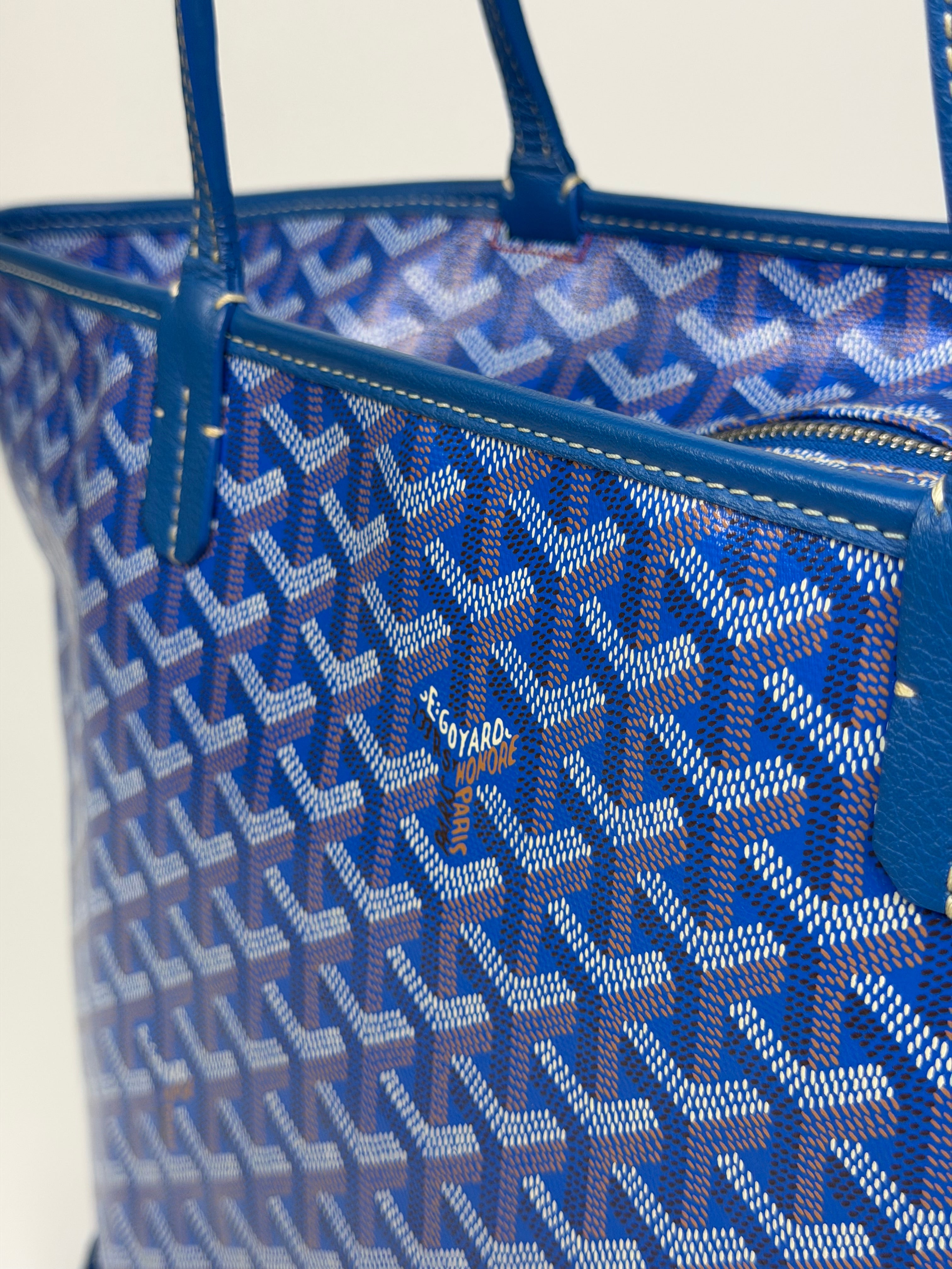 Goyard Artois MM Bag Blue Monogram. Authentic and preloved in very good condition
