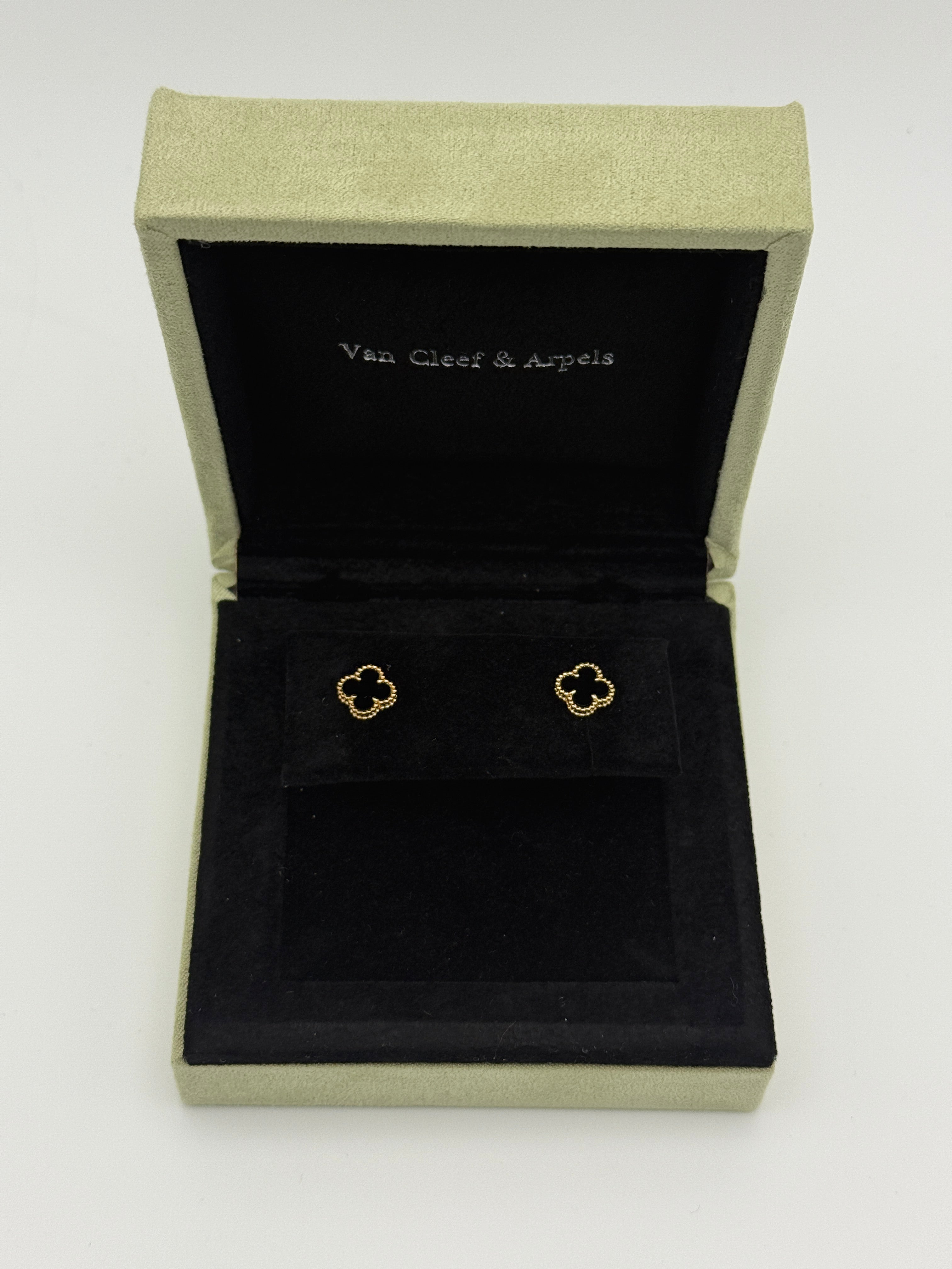 Van Cleef & Arpels Sweet Alhambra Onyx Earrings Authentic and preloved in excellent condition.