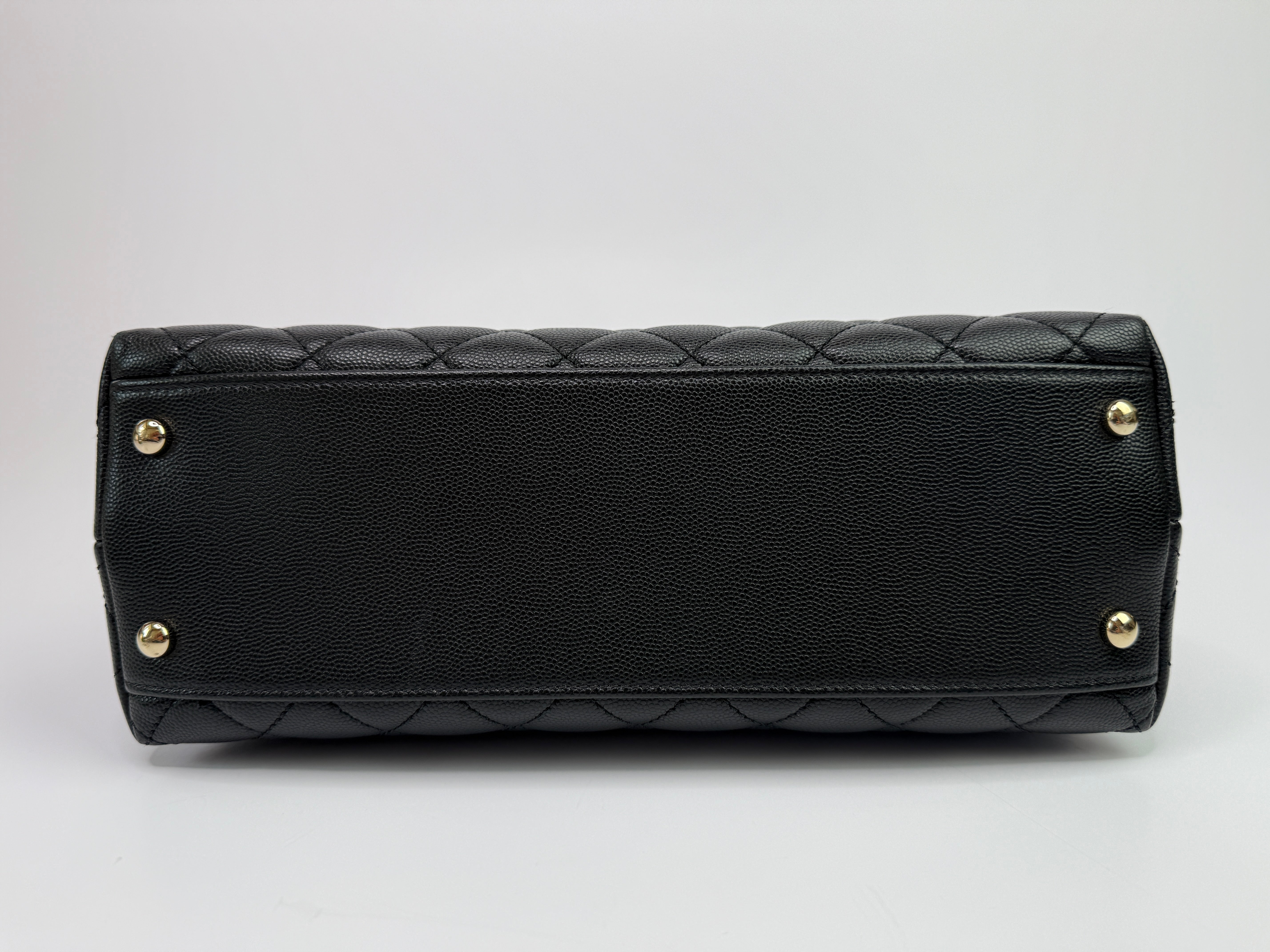 Chanel Coco Medium Top Handle In Black Caviar Leather With PGHW