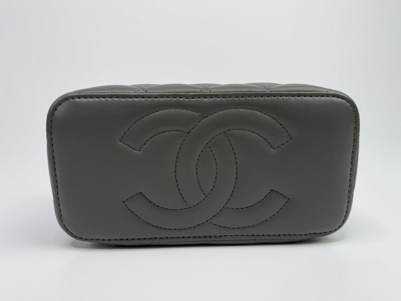 Chanel Vanity Rectangular with Top Handle Grey Lambskin GHW