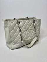 Chanel Grand Shopper Tote In White Caviar Leather