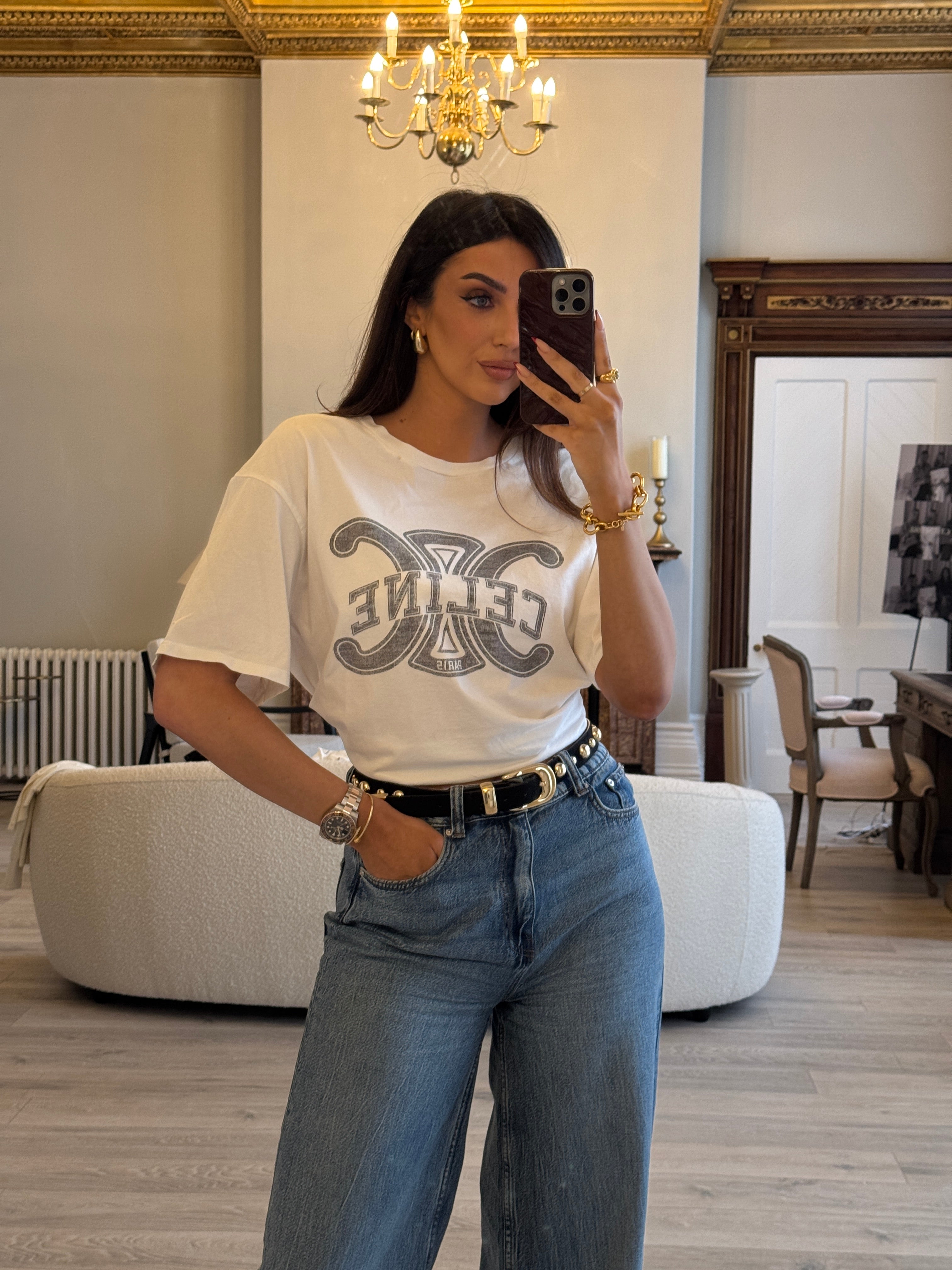 Celine Oversized Triomphe T-Shirt (Size XS )