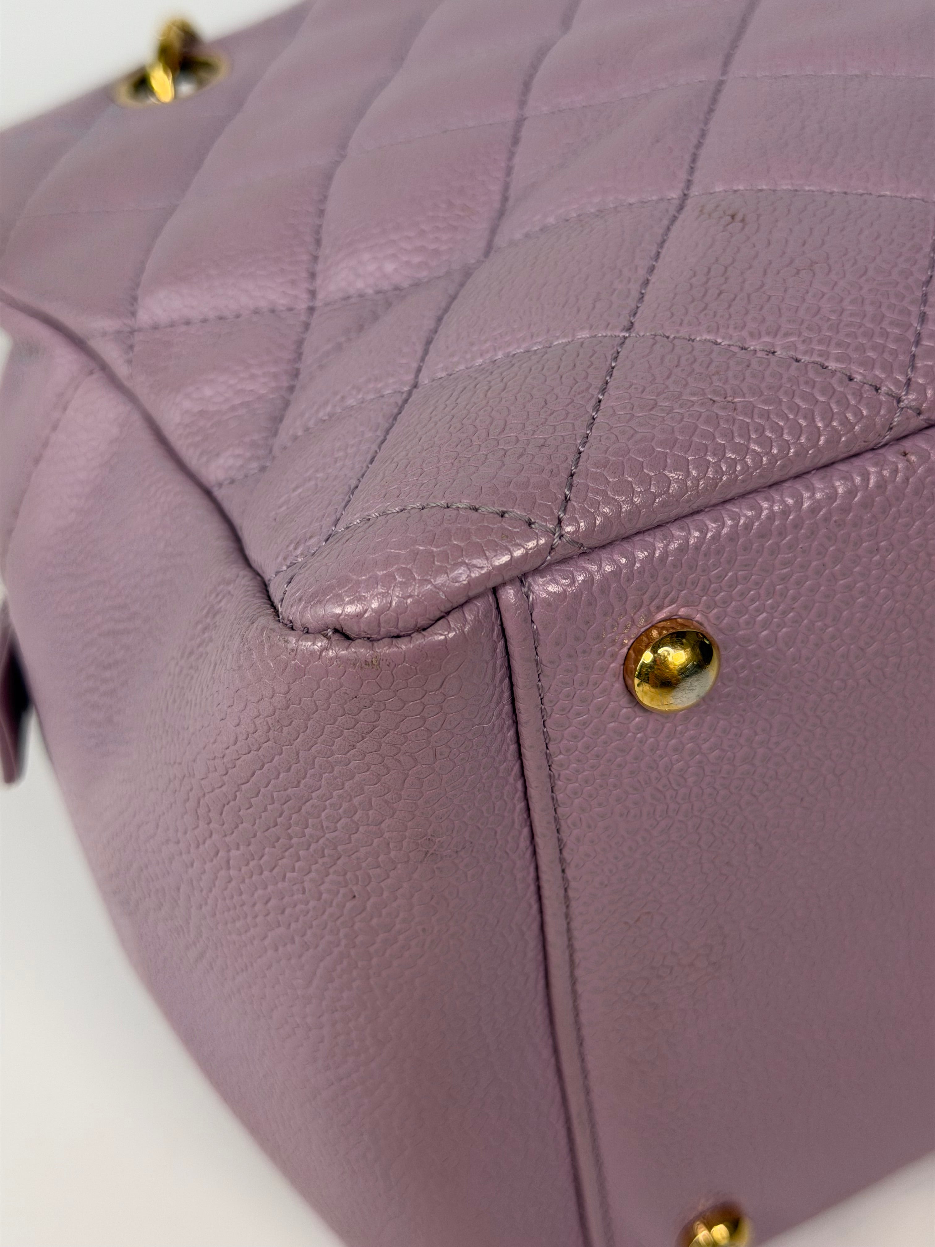 Chanel Petite Timeless Tote In Lilac Caviar Leather With Gold Hardware