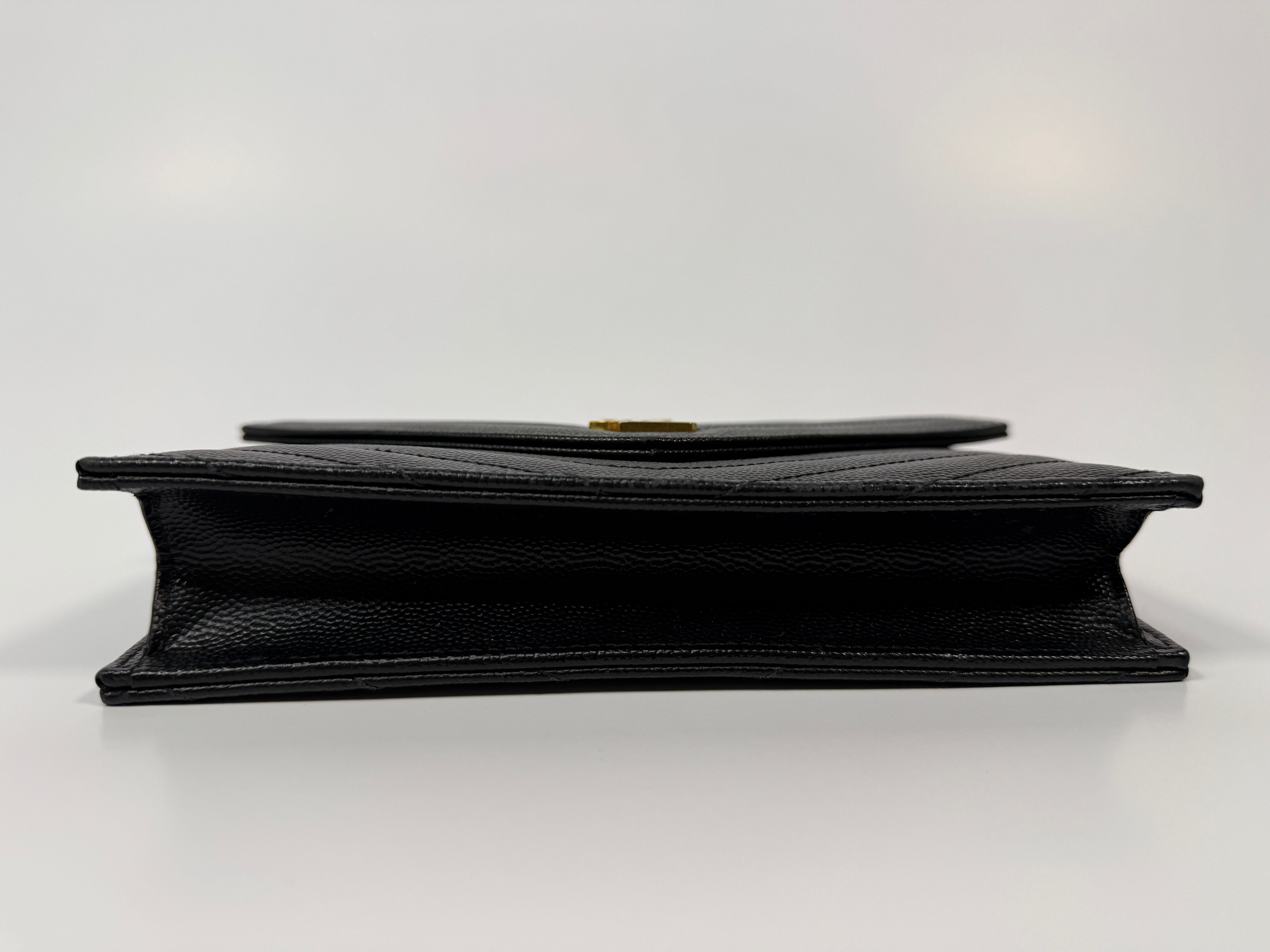 Saint Laurent Cassandre Matelassé Textured- Leather Wallet On Chain