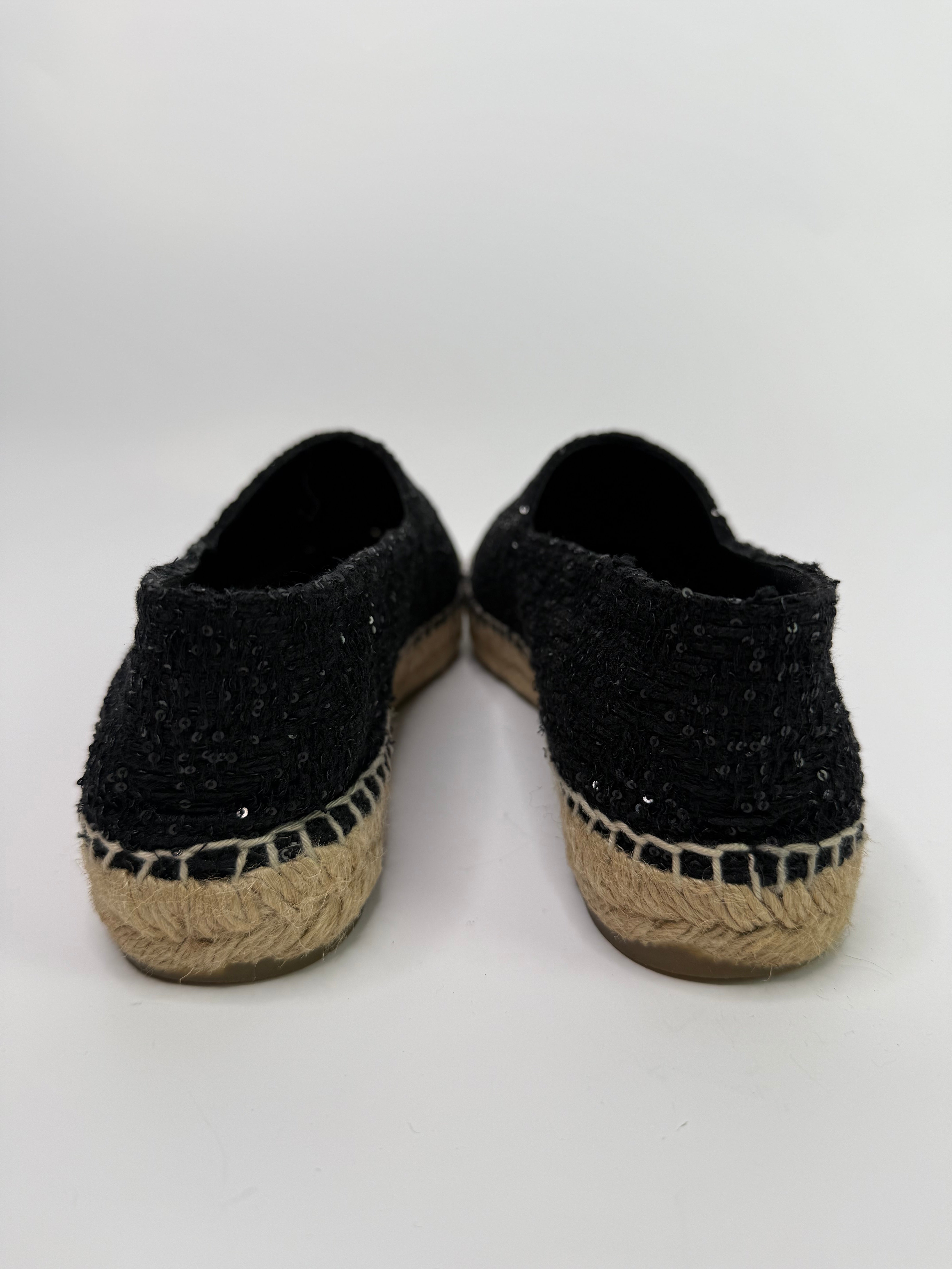 Chanel Black Glitter Espadrilles (Size 38/UK 5)