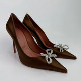 Amina Muaddi Rosie Bow-Embellished Heeled Courts (Size 39.5/UK6.5)