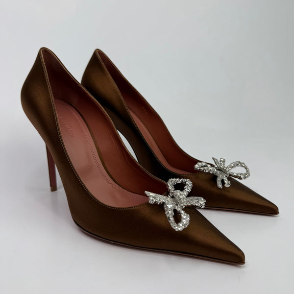 Amina Muaddi Rosie Bow-Embellished Heeled Courts (Size 39.5/UK6.5)