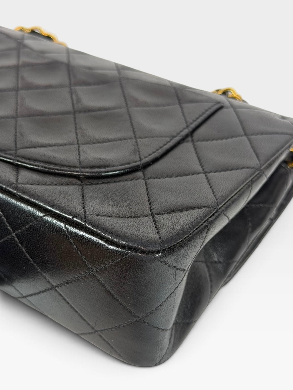 Chanel Vintage Small Classic Double Flap In Black Lambskin Leather 24Kt Hardware. Authentic and preloved in excellent condition. 100% guarantee